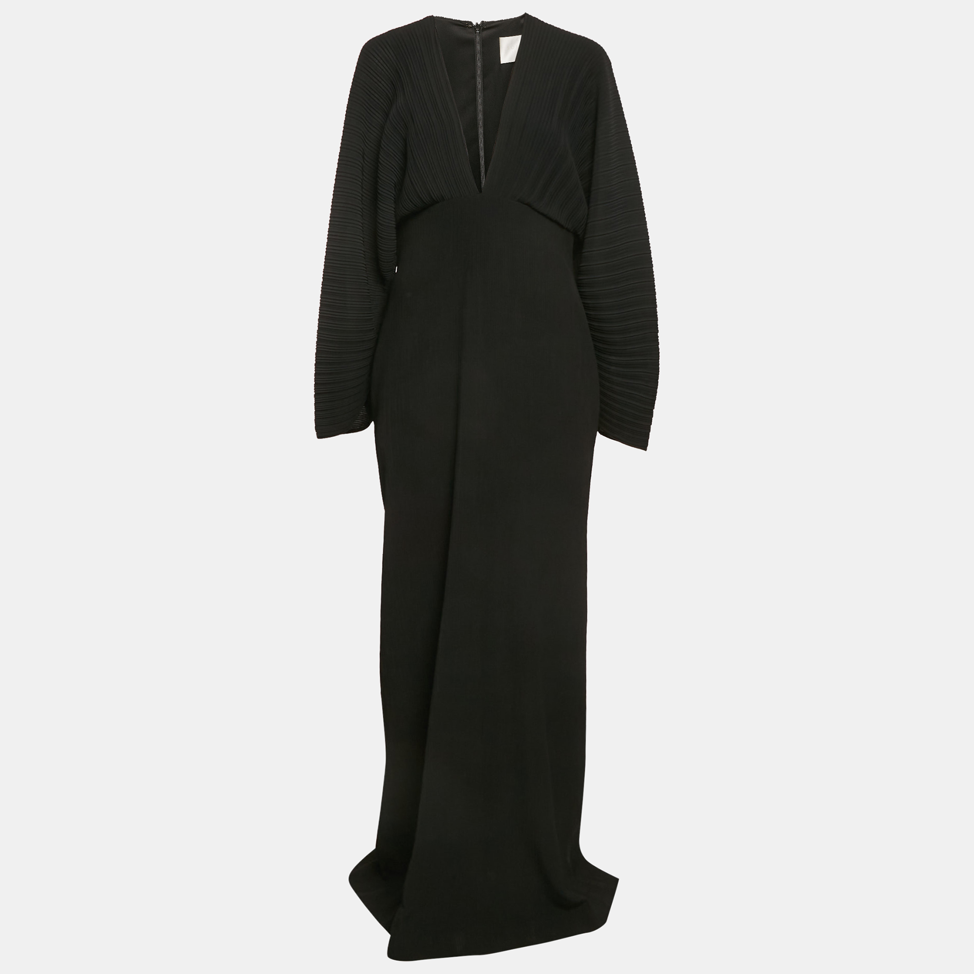 

Solace London Black Plisse V-Neck Oxana Maxi Dress L