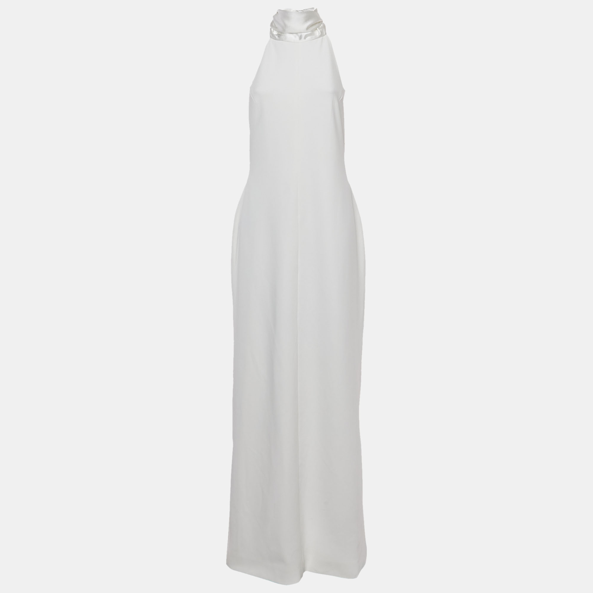 

Solace London White Crepe & Satin Neck Detail Dahlia Maxi Dress L