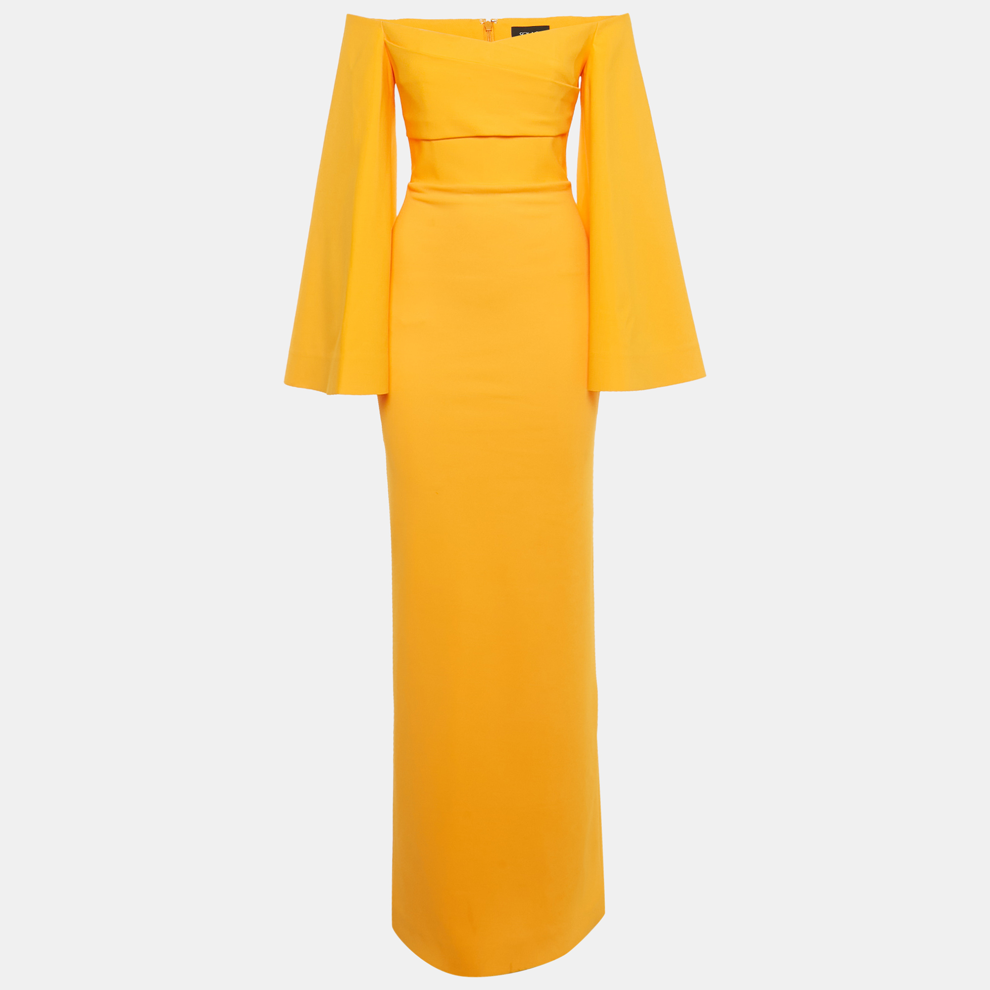 

Solace London Orange Stretch Crepe Flared Sleeve Eliana Maxi Dress S