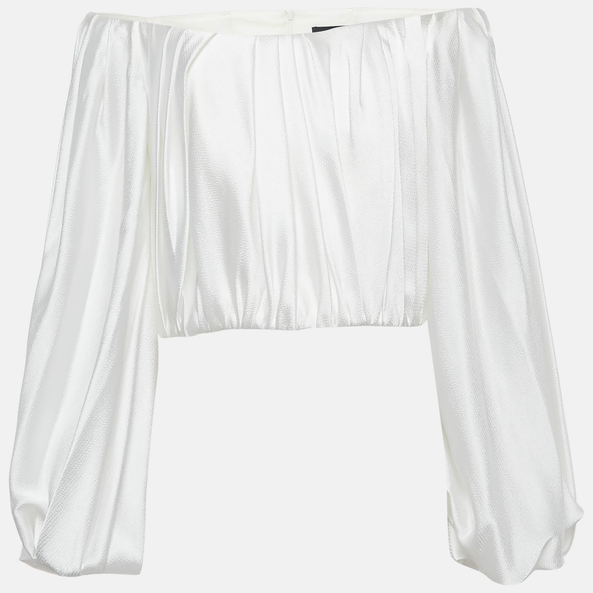 

Solace London White Textured Satin Ayla Top M
