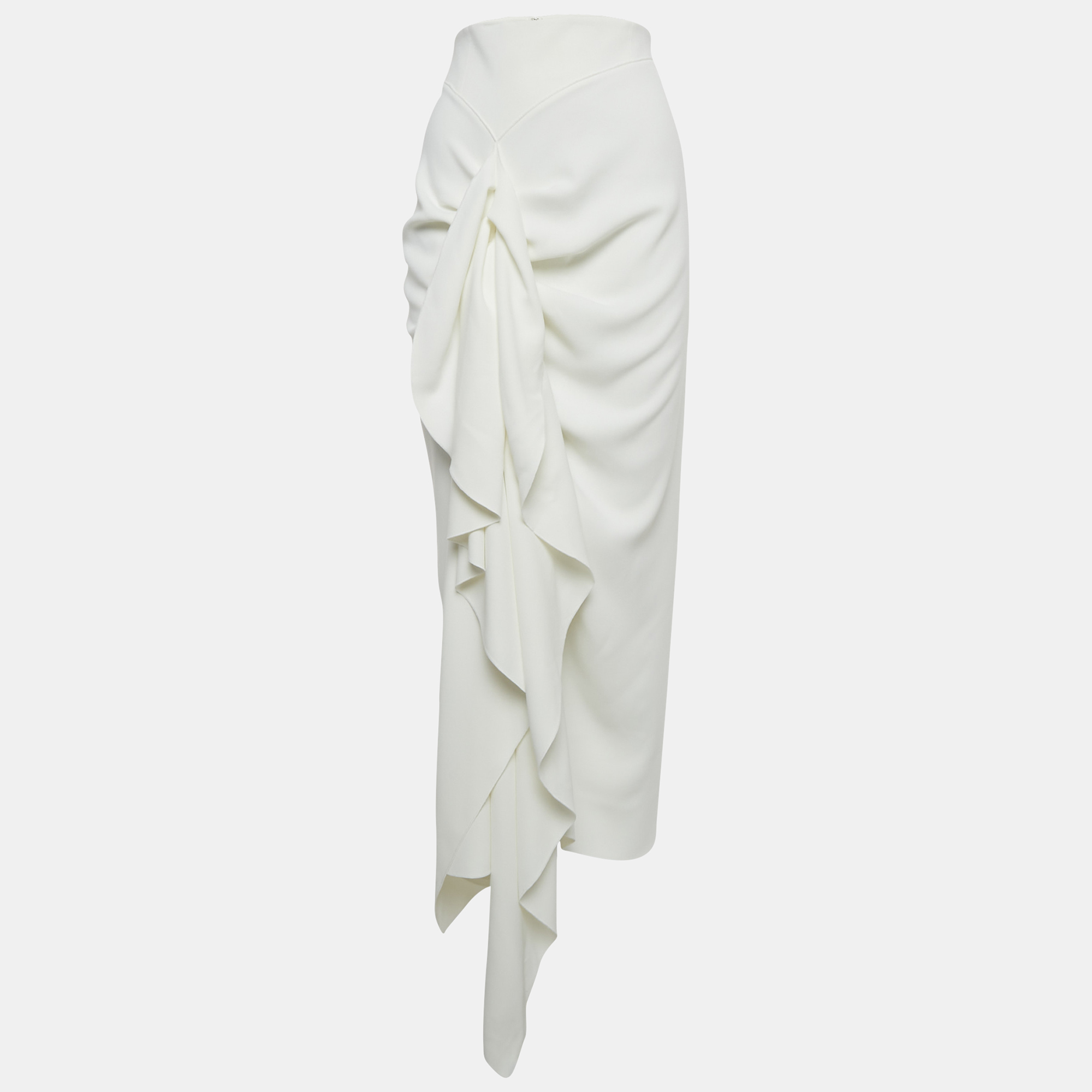 Pre-owned Solace London White Crepe Giana Draped Maxi Skirt M
