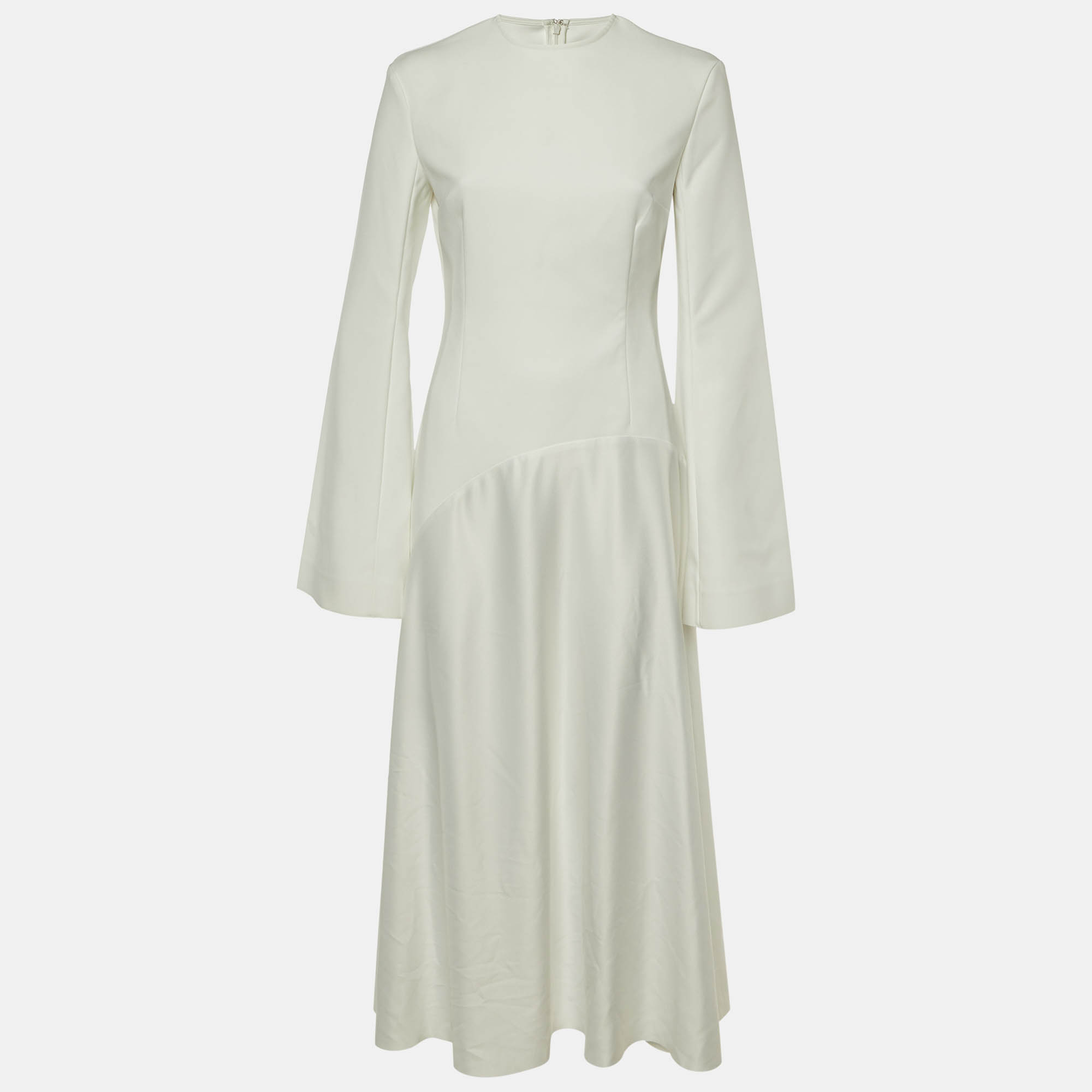 Pre-owned Solace London White Crepe & Jersey The Gaia Midi Dress M