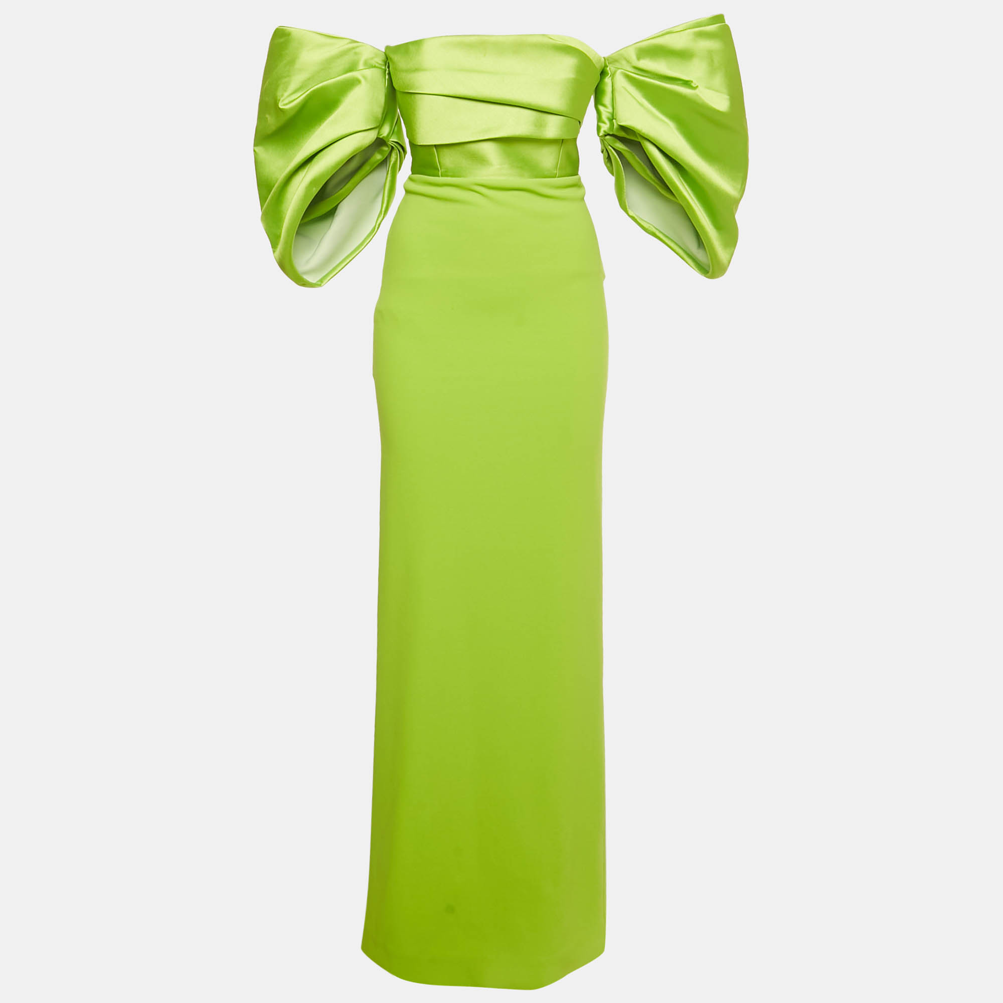

Solace London Green Taffeta and Stretch Crepe The Arla Maxi Dress S