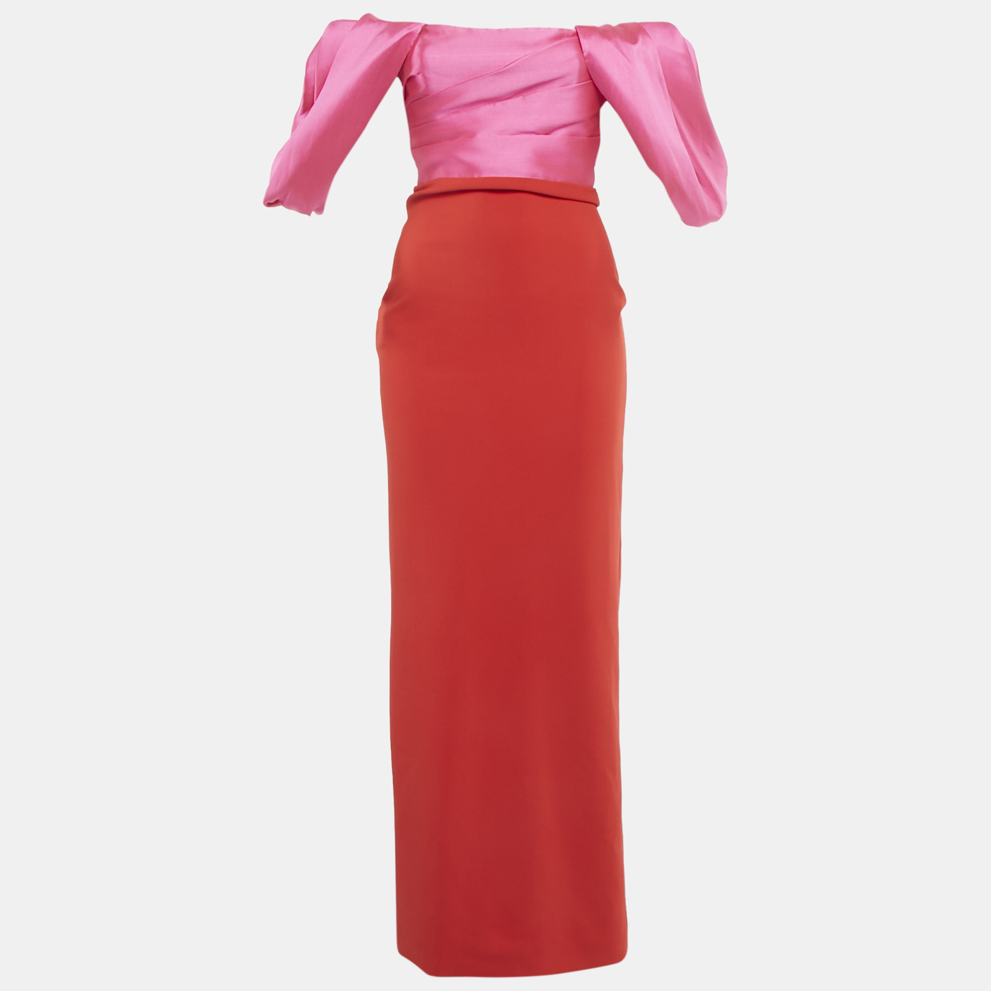 Click to view more detailed imagery on our partner's website Pre-owned Solace London Pink /red Stain & Crepe Maxi Dress S