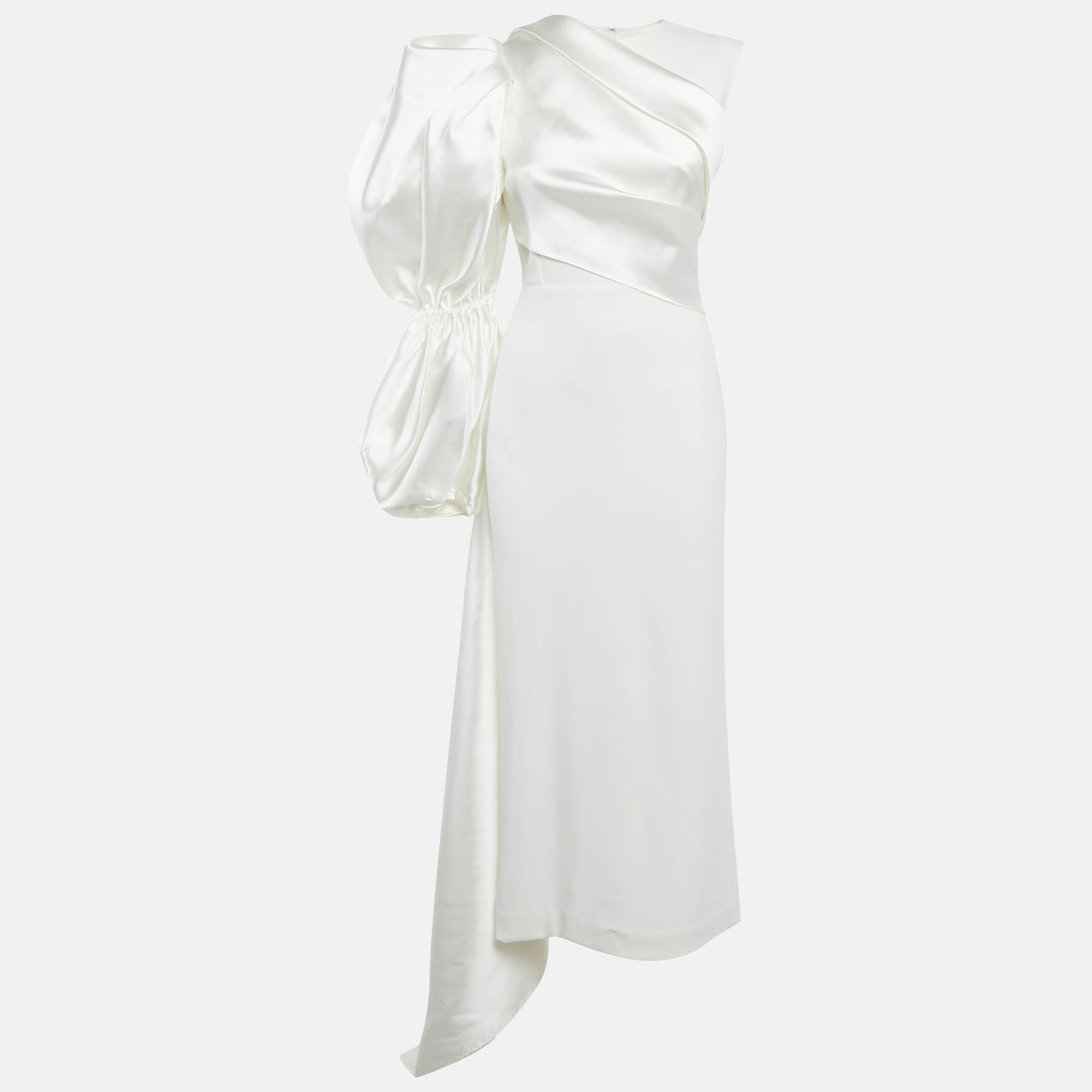 

Solace London White Stretch Crepe and Satin Moore Maxi Dress M