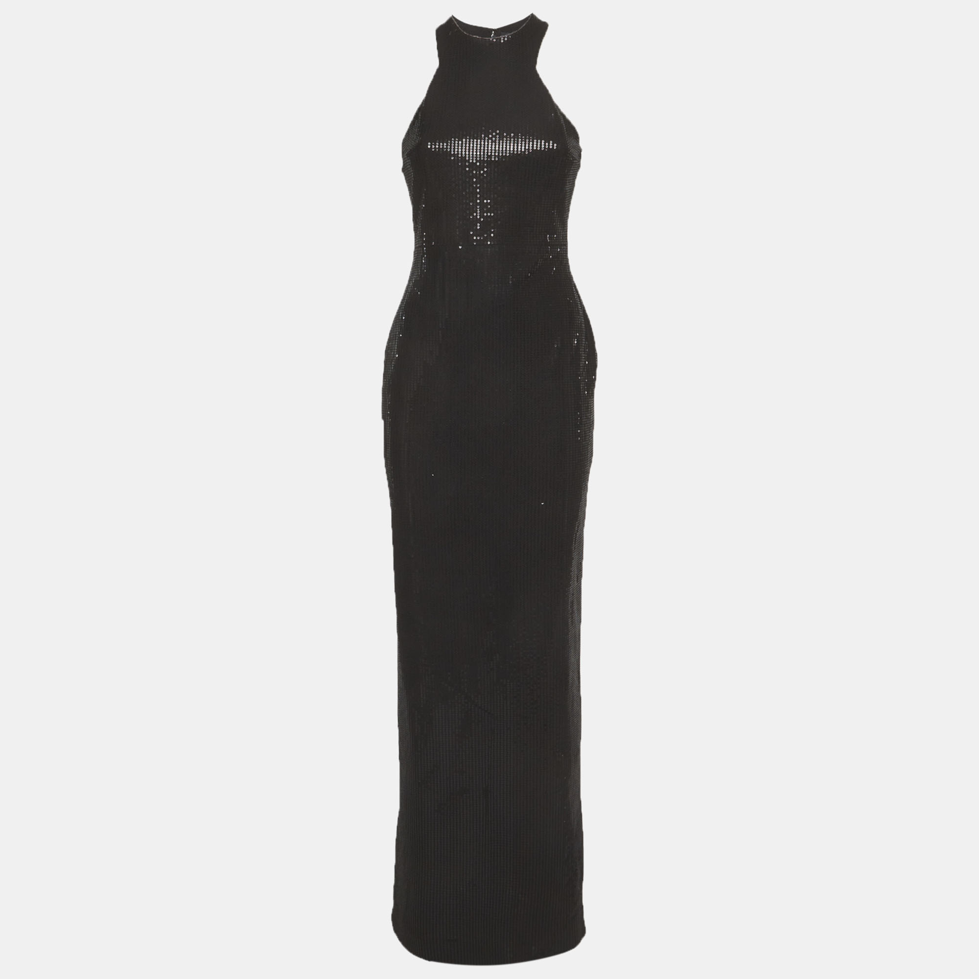 Pre-owned Solace London Black Sequin Winona Maxi Dress M