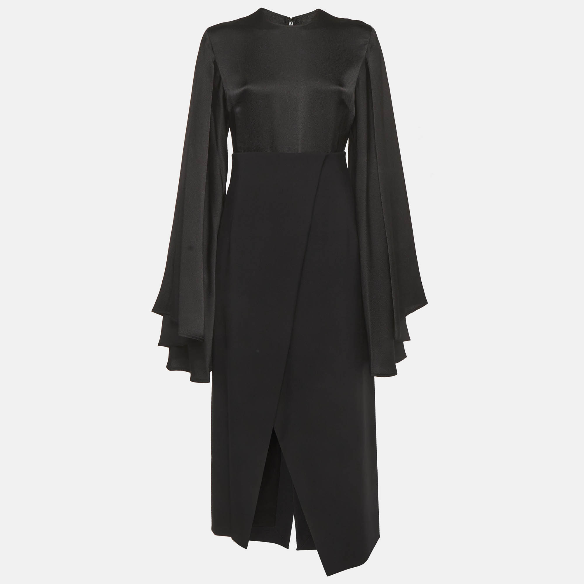 

Solace London Black Crepe Asta Midi Dress L