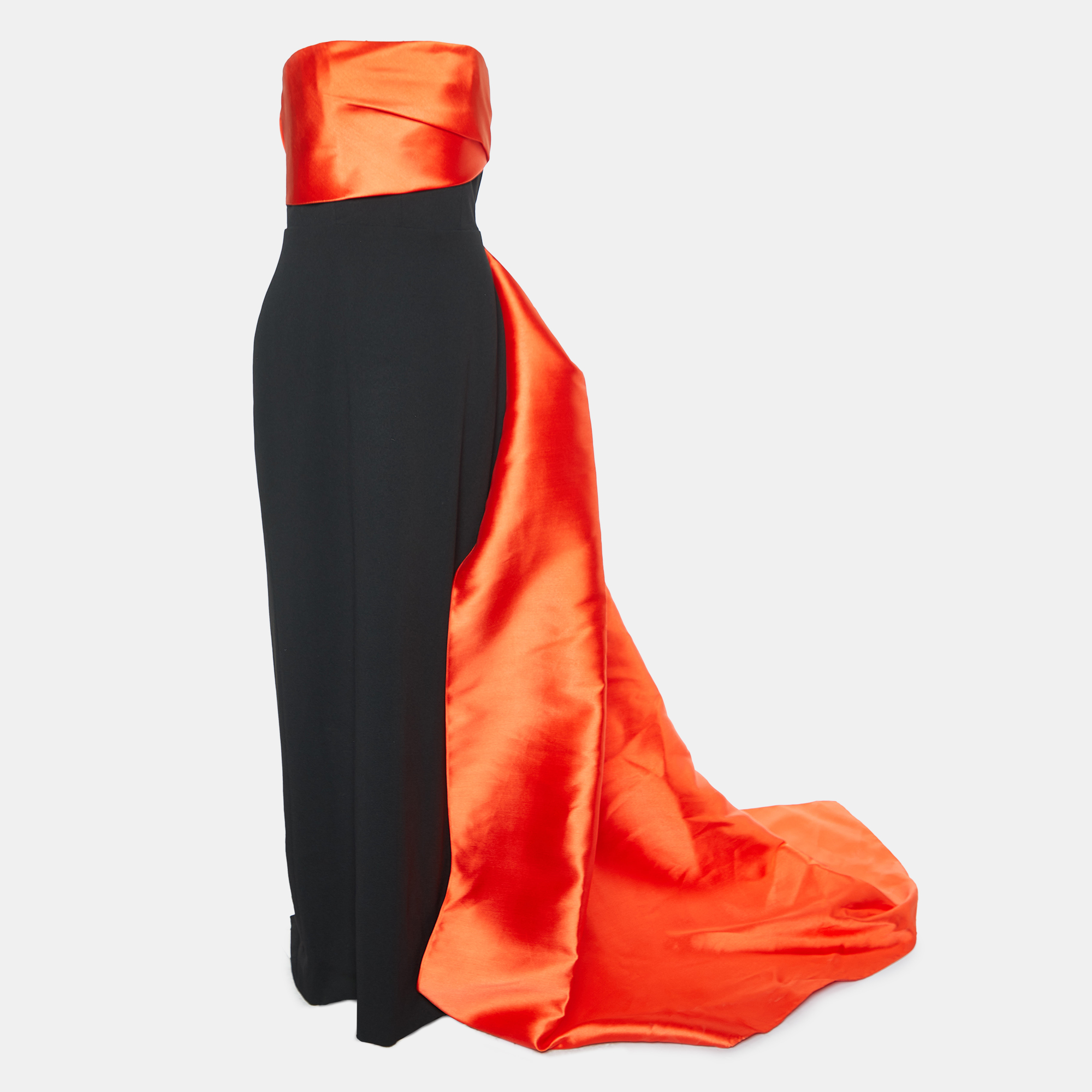 

Solace London Black/Orange Crepe The Kinsley Draped Maxi Dress L