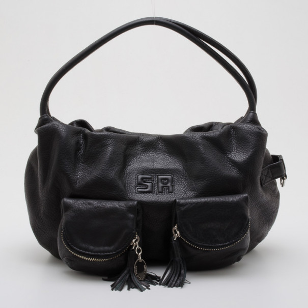 Pre Owned Sonia Rykiel Black Leather 'Charming' Hobo