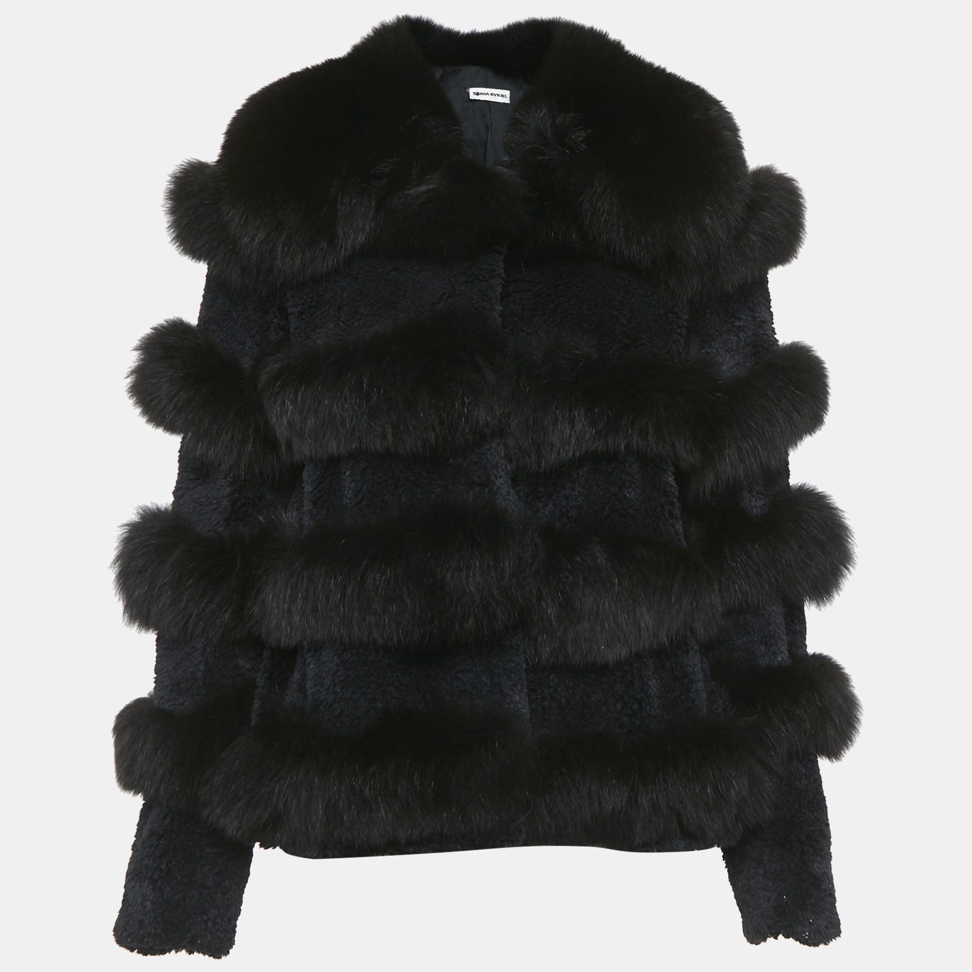 

Sonia Rykiel Black Fur Button Front Coat M