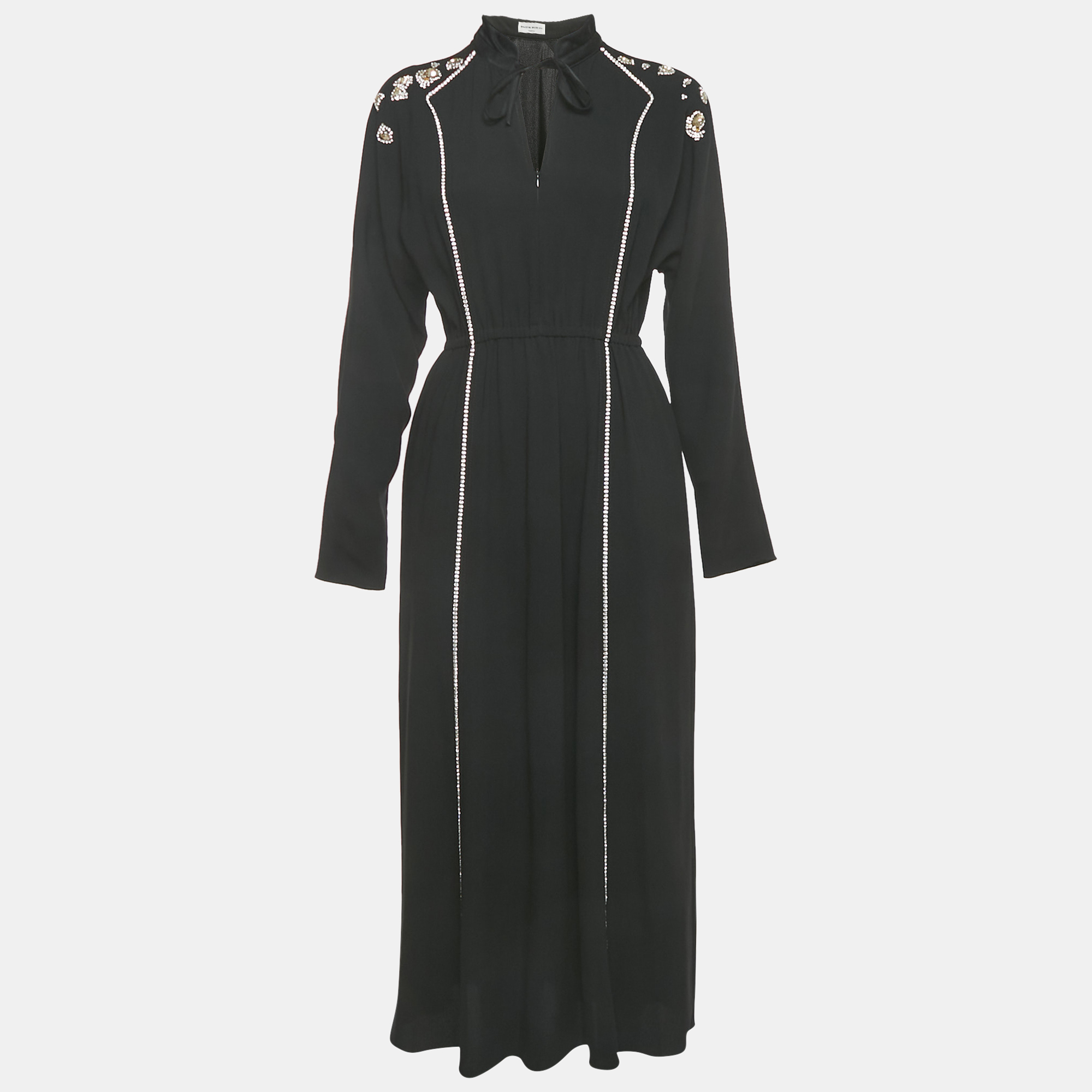 

Sonia Rykiel Black Crystal Embellished Crepe Maxi Dress M