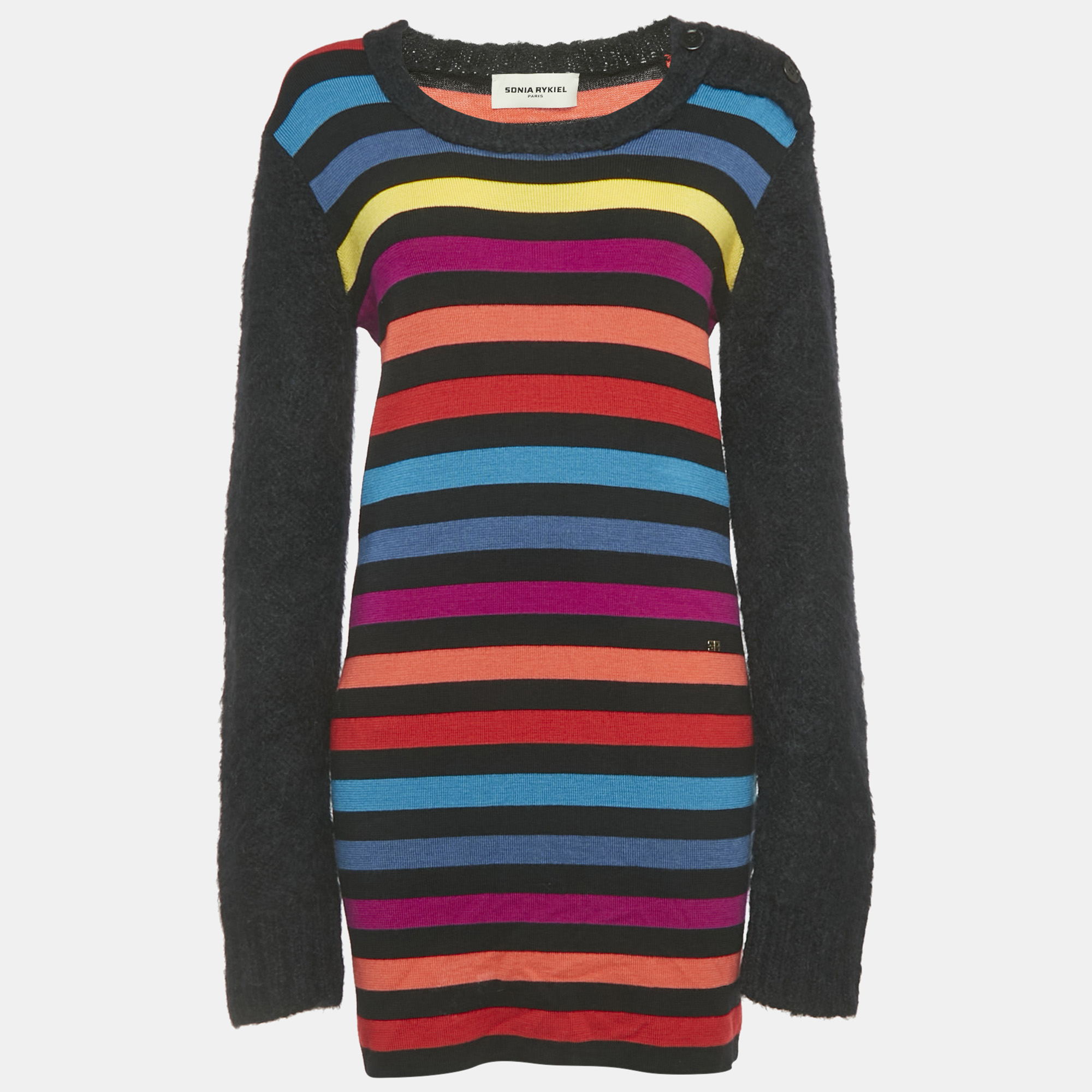 Pre-owned Sonia Rykiel Multicolor Stripe Wool Long Sleeve Sweater Xl