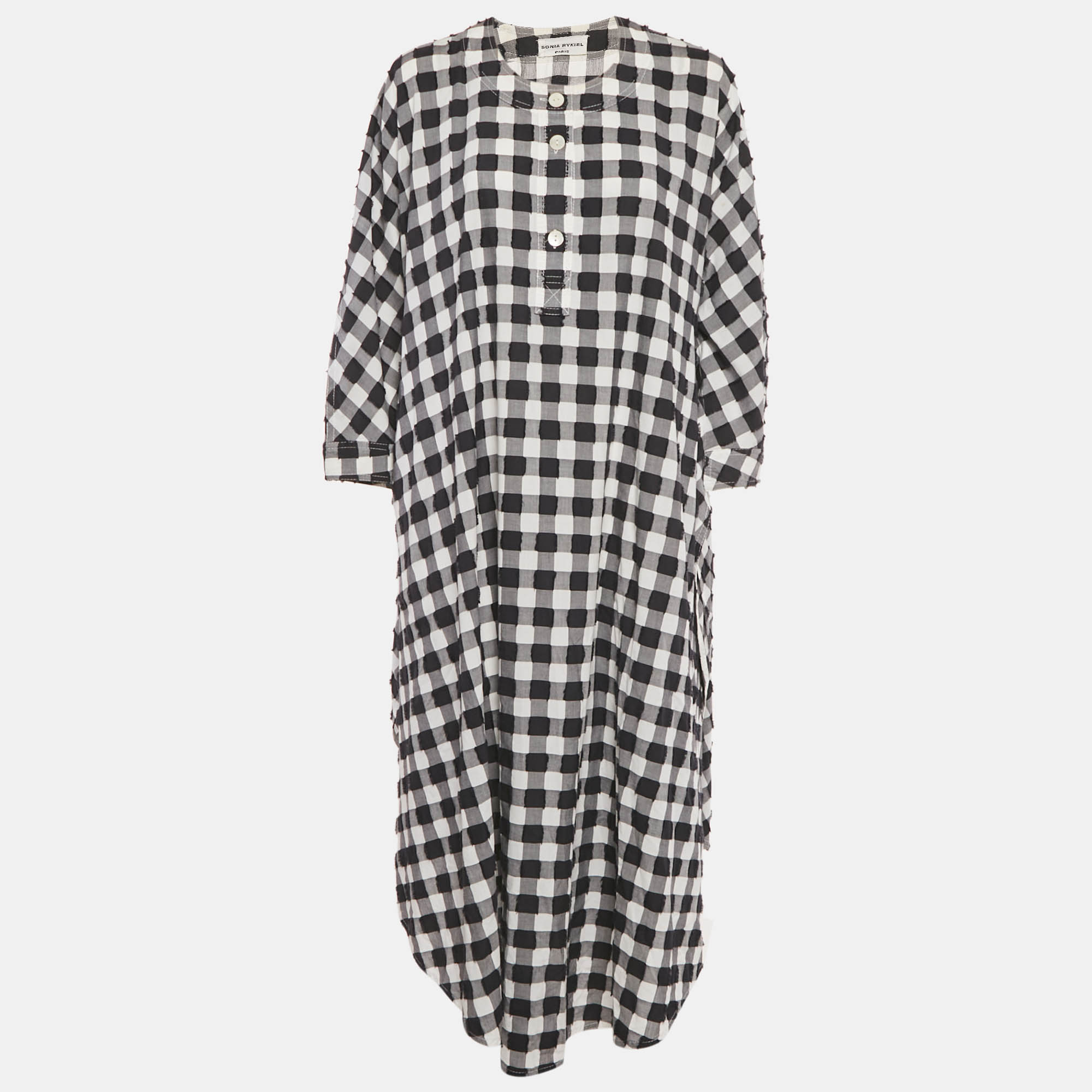 

Sonia Rykiel Black/White Checked Cotton Long Kaftan Dress