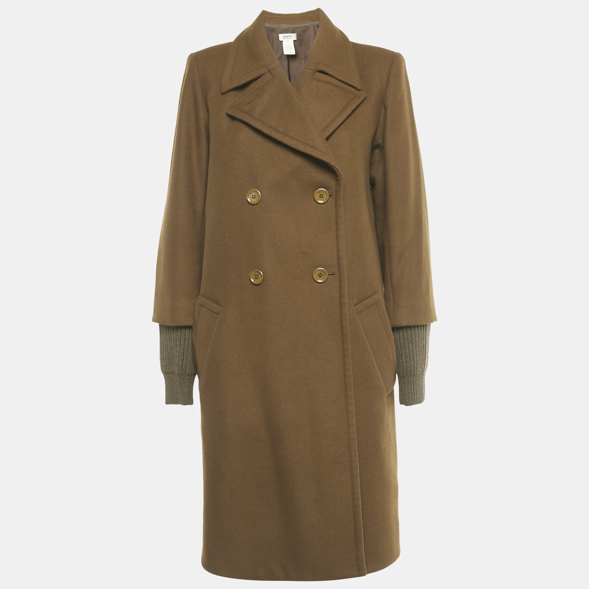 

Sonia by Sonia Rykiel Brown Wool Blend Contrast Sleeve Detail Double Breasted Coat L