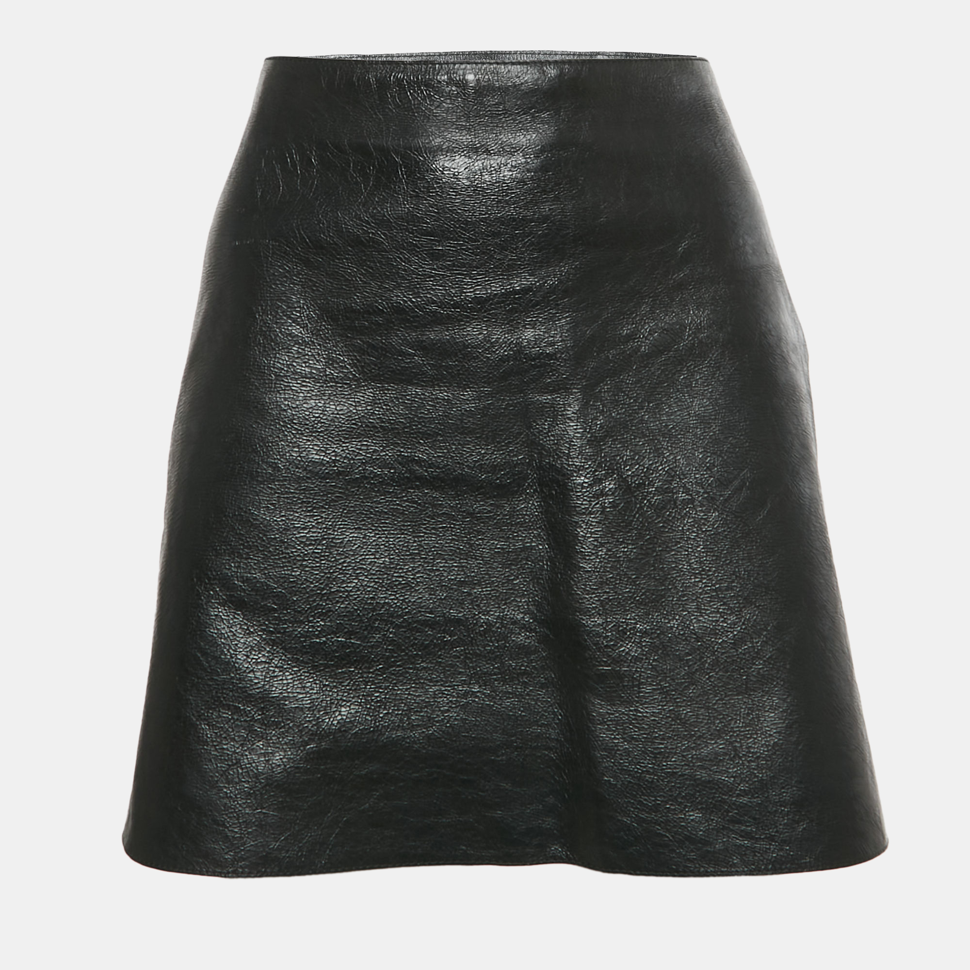 Pre-owned Sonia Rykiel Black Leather Buttoned Mini Skirt M
