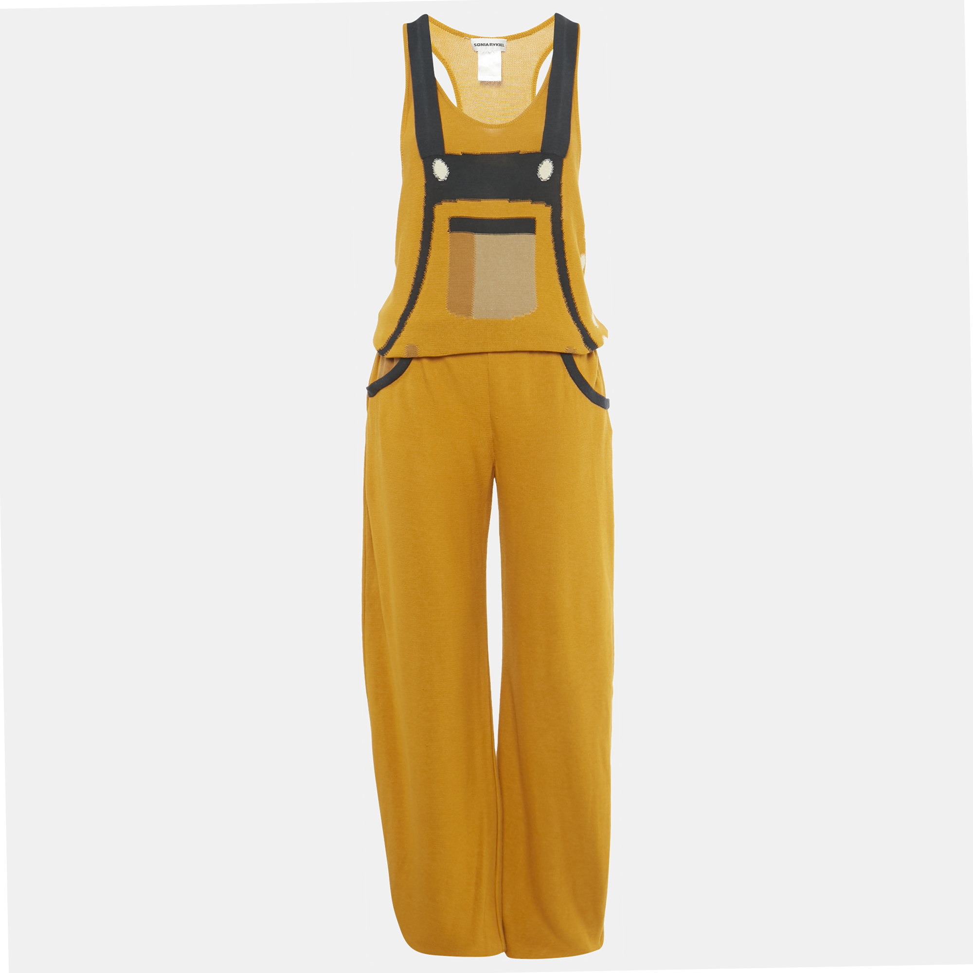 Pre-owned Sonia Rykiel Yellow Knit Sleeveless Jumpsuit M