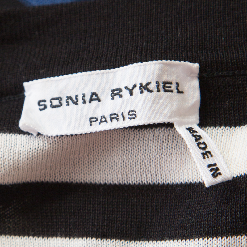 Pre-owned Sonia Rykiel Multicolor Striped Cotton And Silk Vinyl Strip Detail Top M