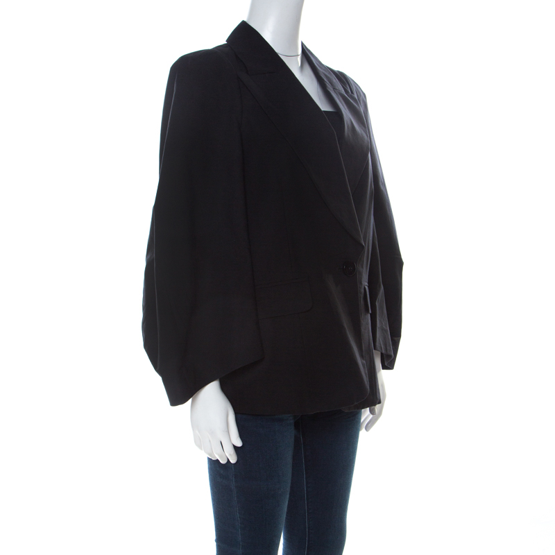 Pre-owned Sonia Rykiel Black Cotton Wide-bell Sleeve Blazer L