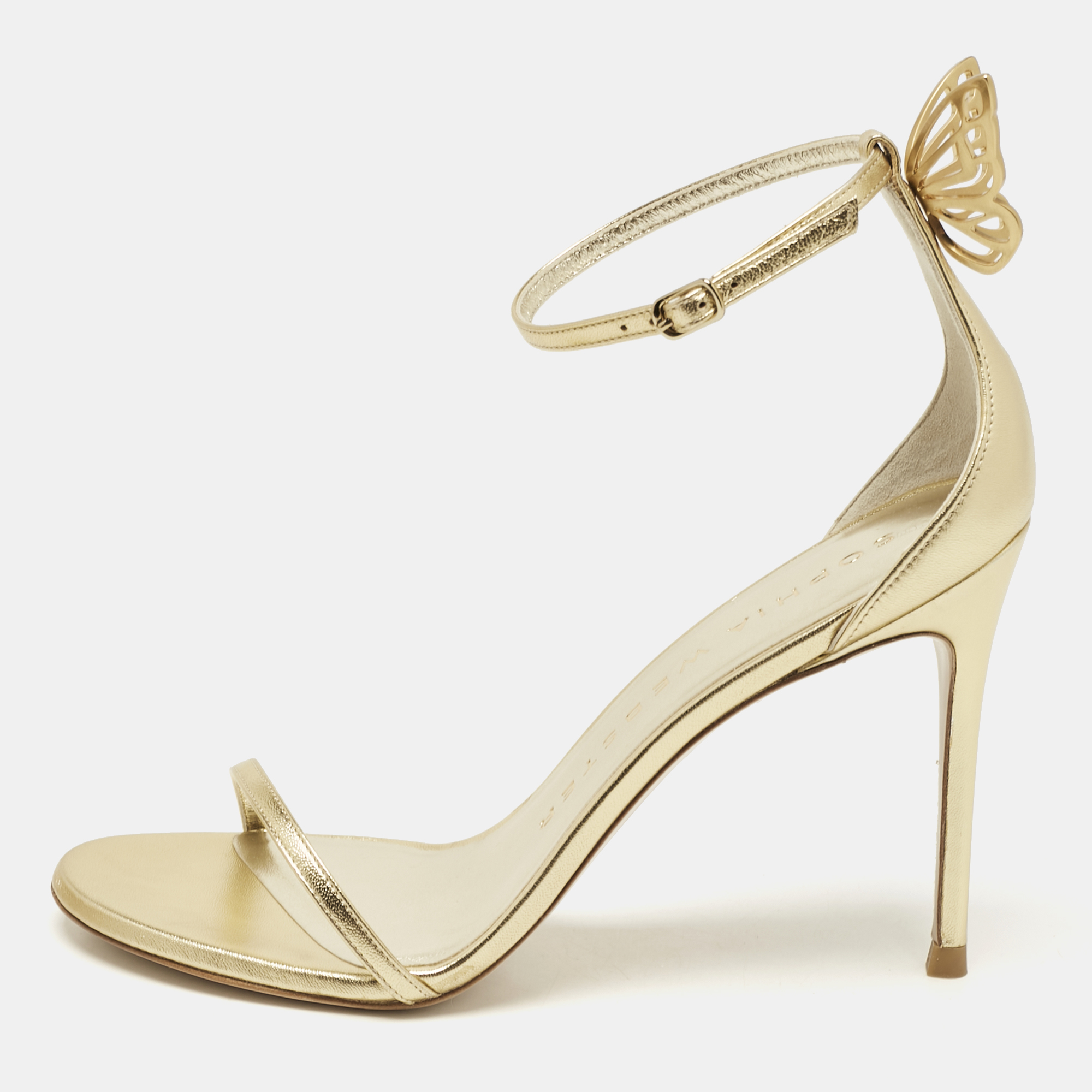 

Sophia Webster Gold Leather Mariposa Ankle Strap Sandals Size