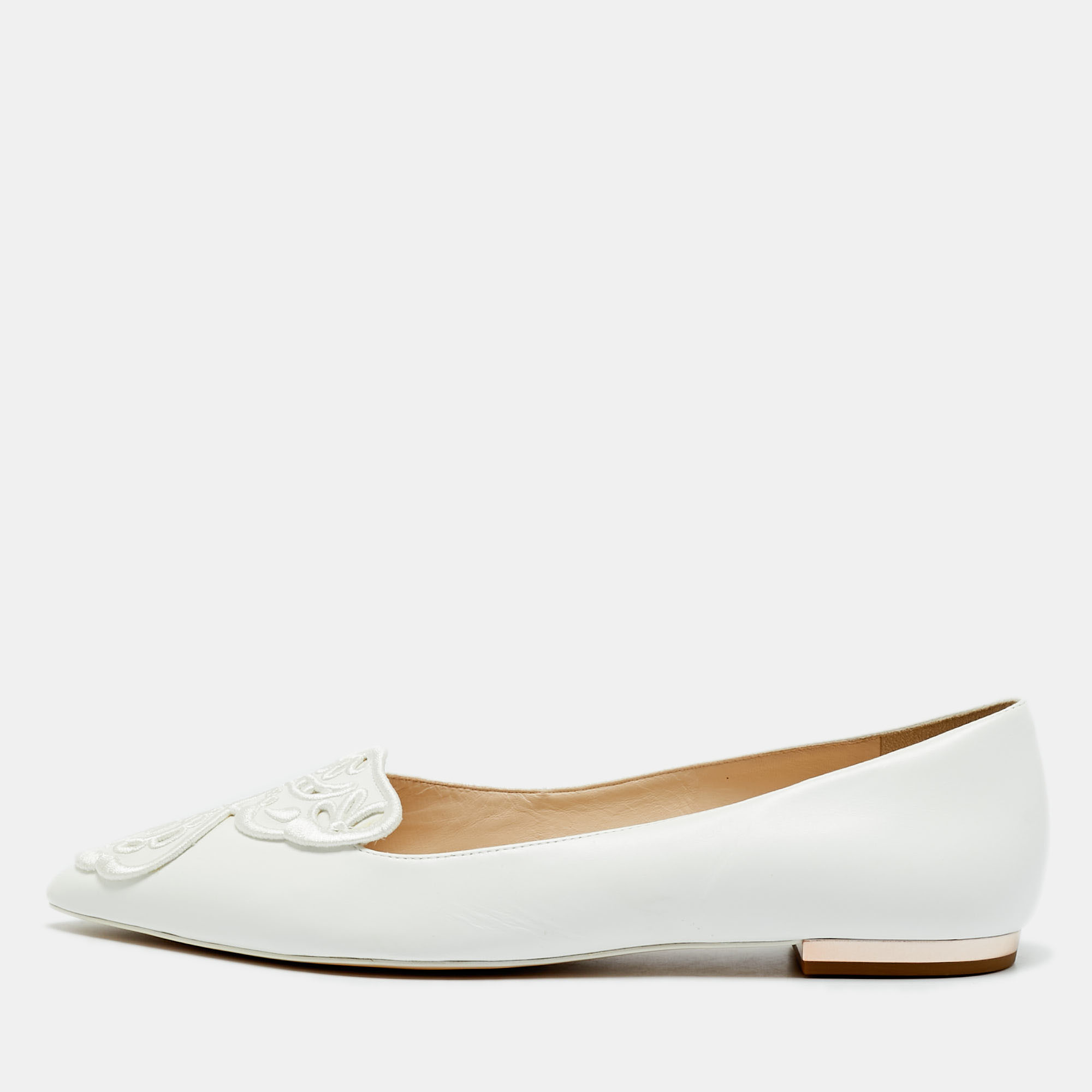 

Sophia Webster Bibi Butterfly Size  White Leather Pointed Toe Ballet Flats