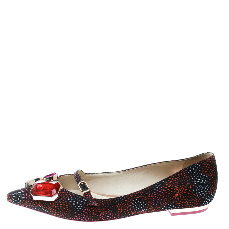 

Sophia Webster Multicolor Satin Jewel Embellished Piper Gem Pointed Toe Flats Size