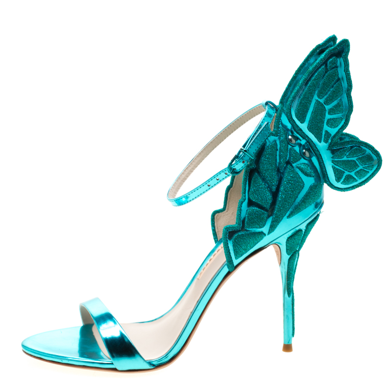 

Sophia Webster Metallic Two Tone Leather Chiara Butterfly Wing Open Toe Sandals Size, Green