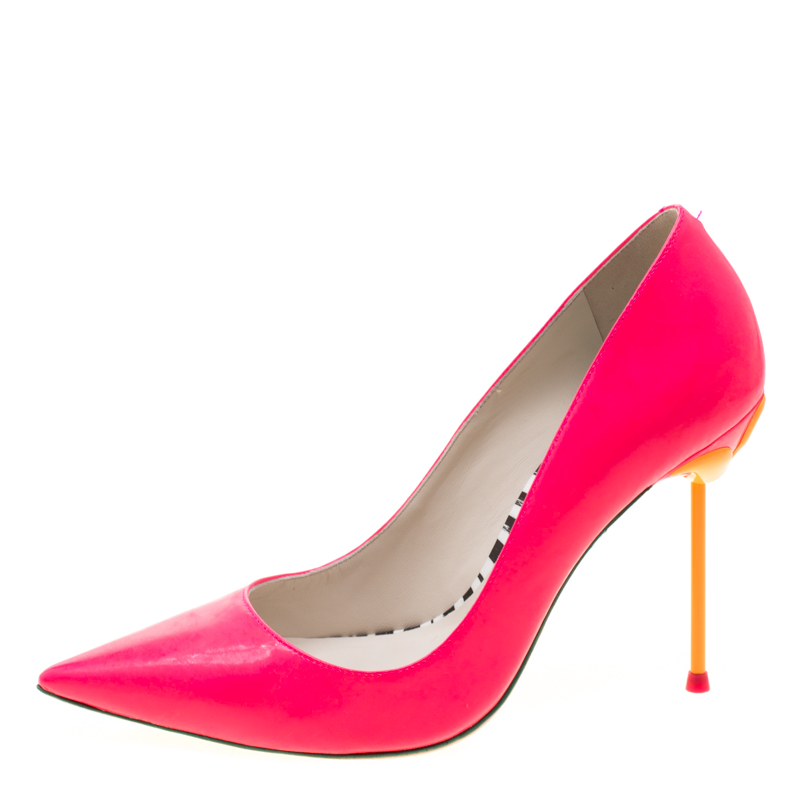 

Sophia Webster Florescent Pink Leather Coco Flamingo Pointed Toe Pumps Size