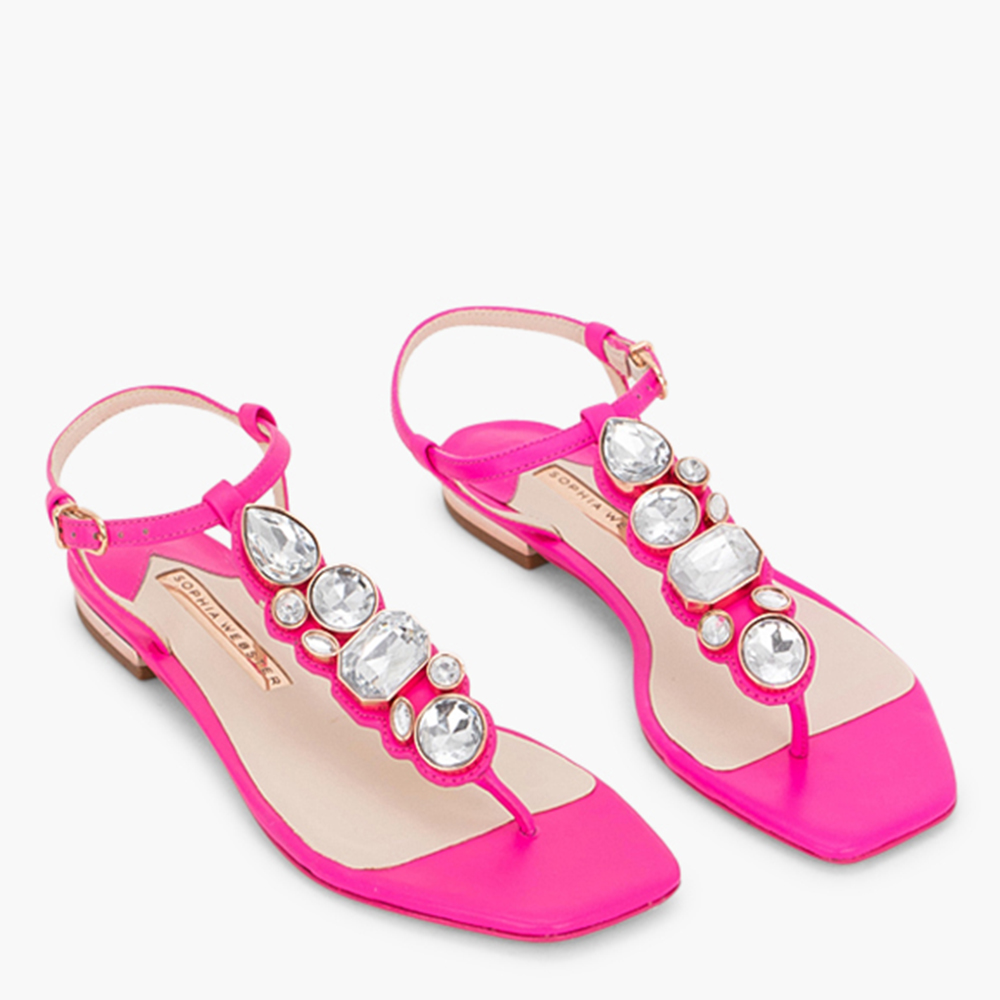 

Sophia Webster Pink Leather Ritzy Flat Sandals Size EU