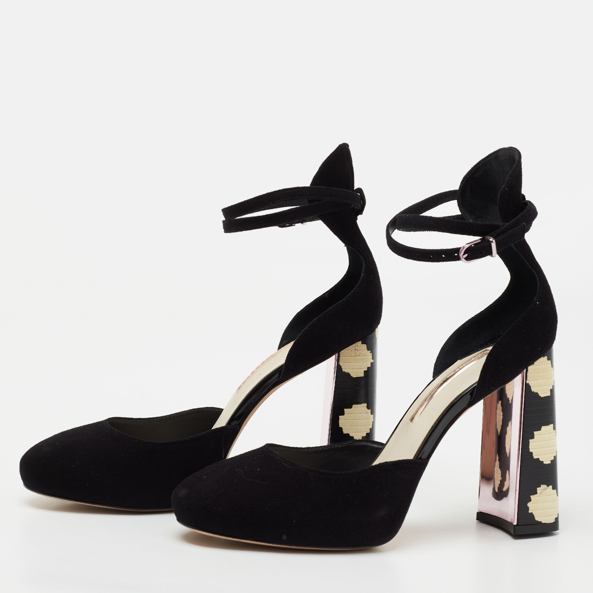 

Sophia Webster Black Suede Stacey Ankle-Strap Pumps Size