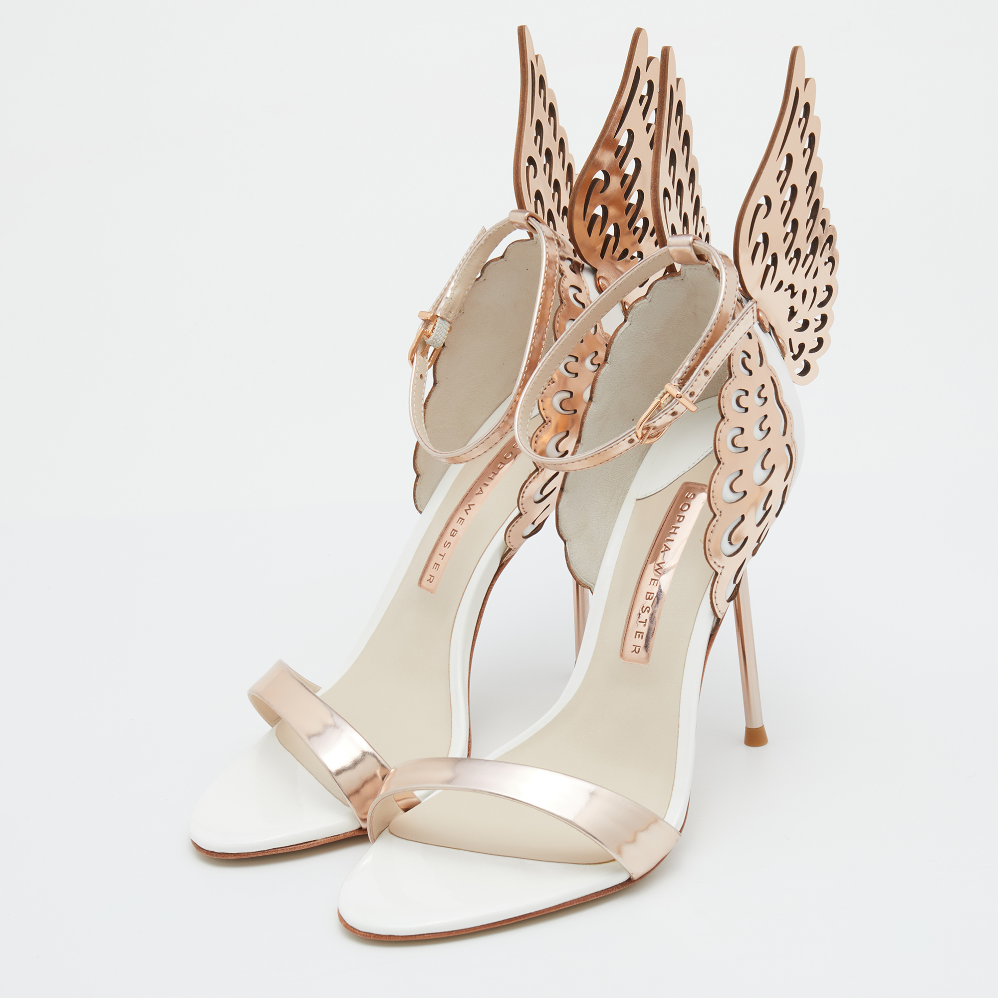 

Sophia Webster Metallic Rose Gold Leather Chiara Butterfly Ankle Strap Sandals Size
