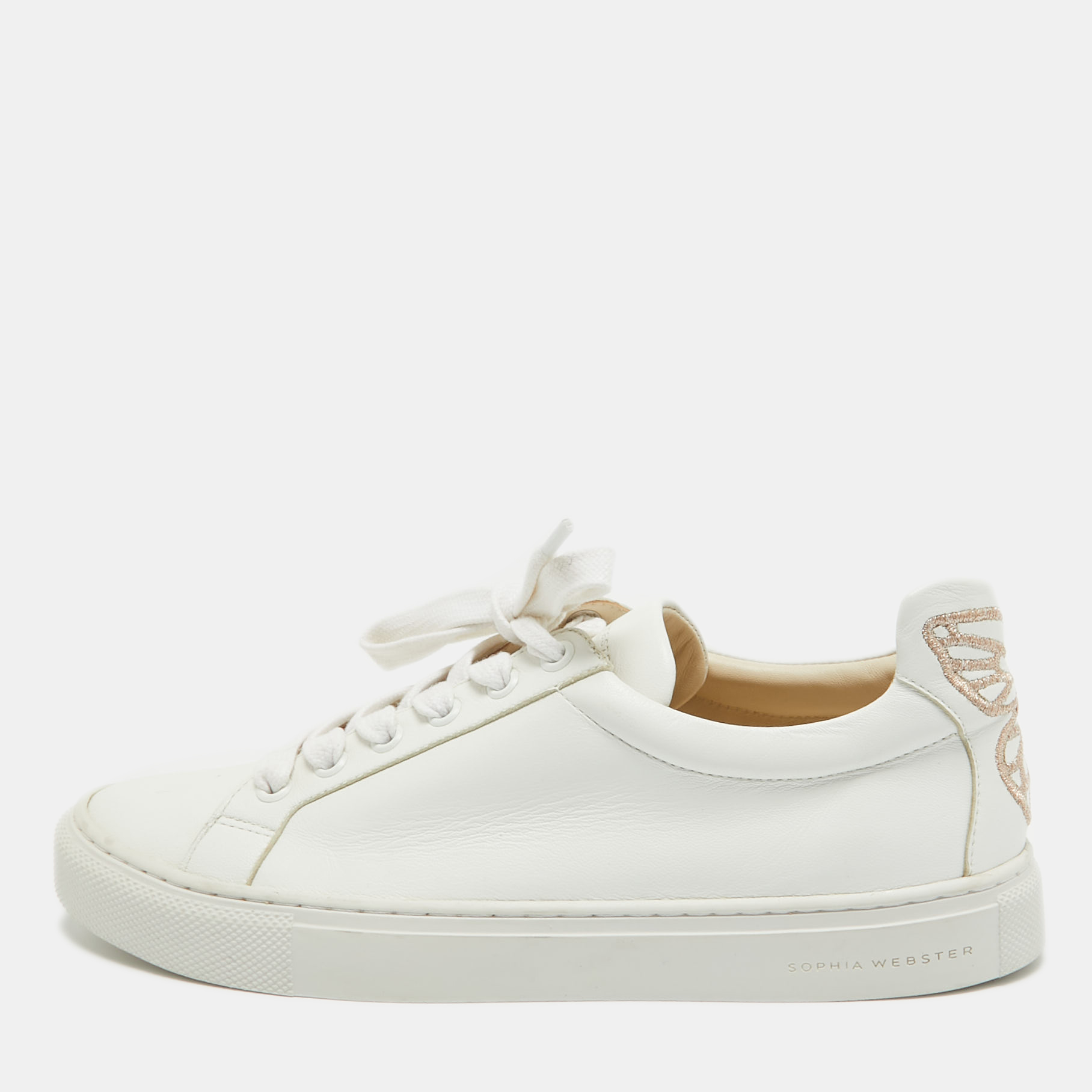 

Sophia Webster White Leather Butterfly Low Top Sneakers Size