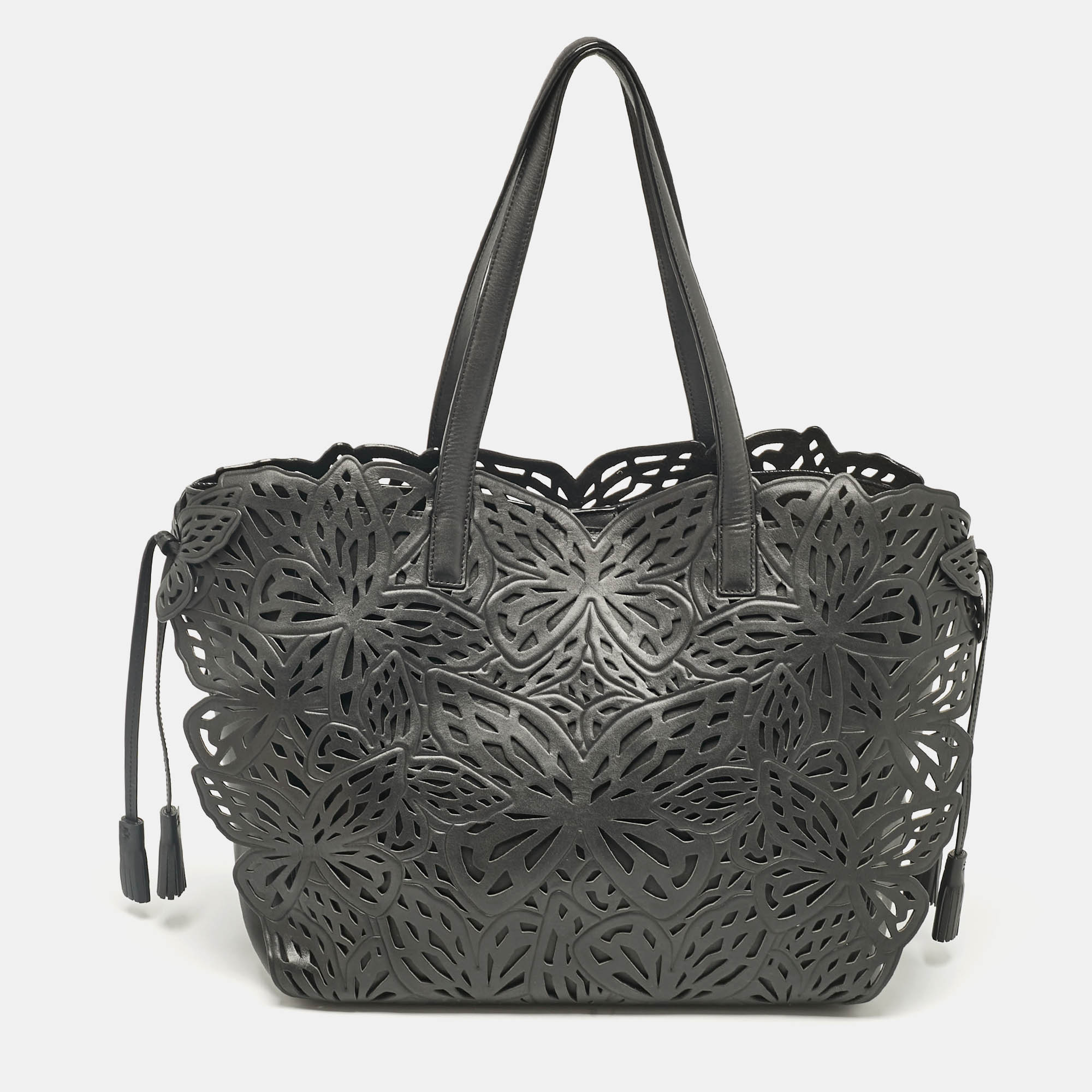 

Sophia Webster Black Leather Lasercut Liara Tote