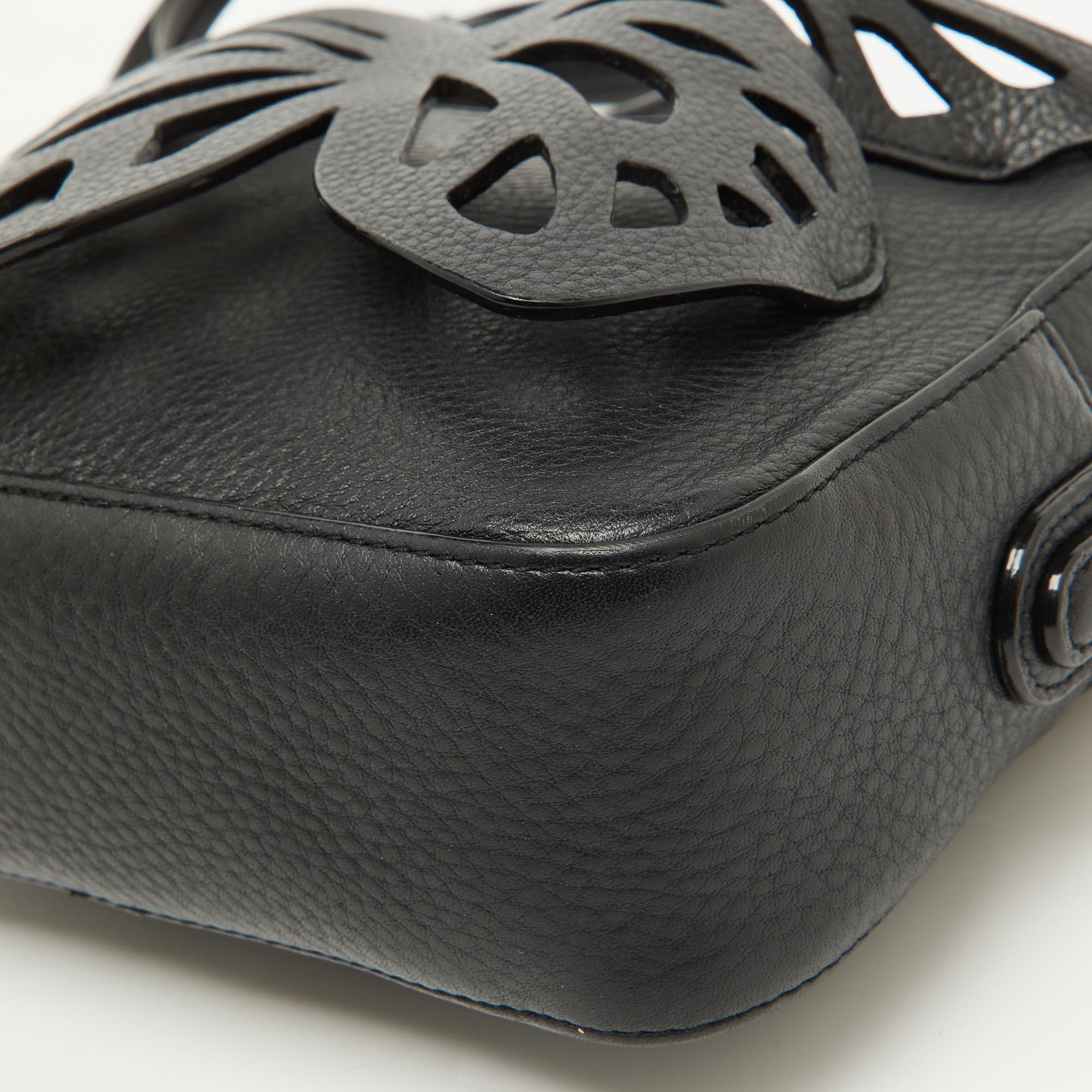Sophia Webster Black Leather Flossy Butterfly Camera Crossbody Bag 