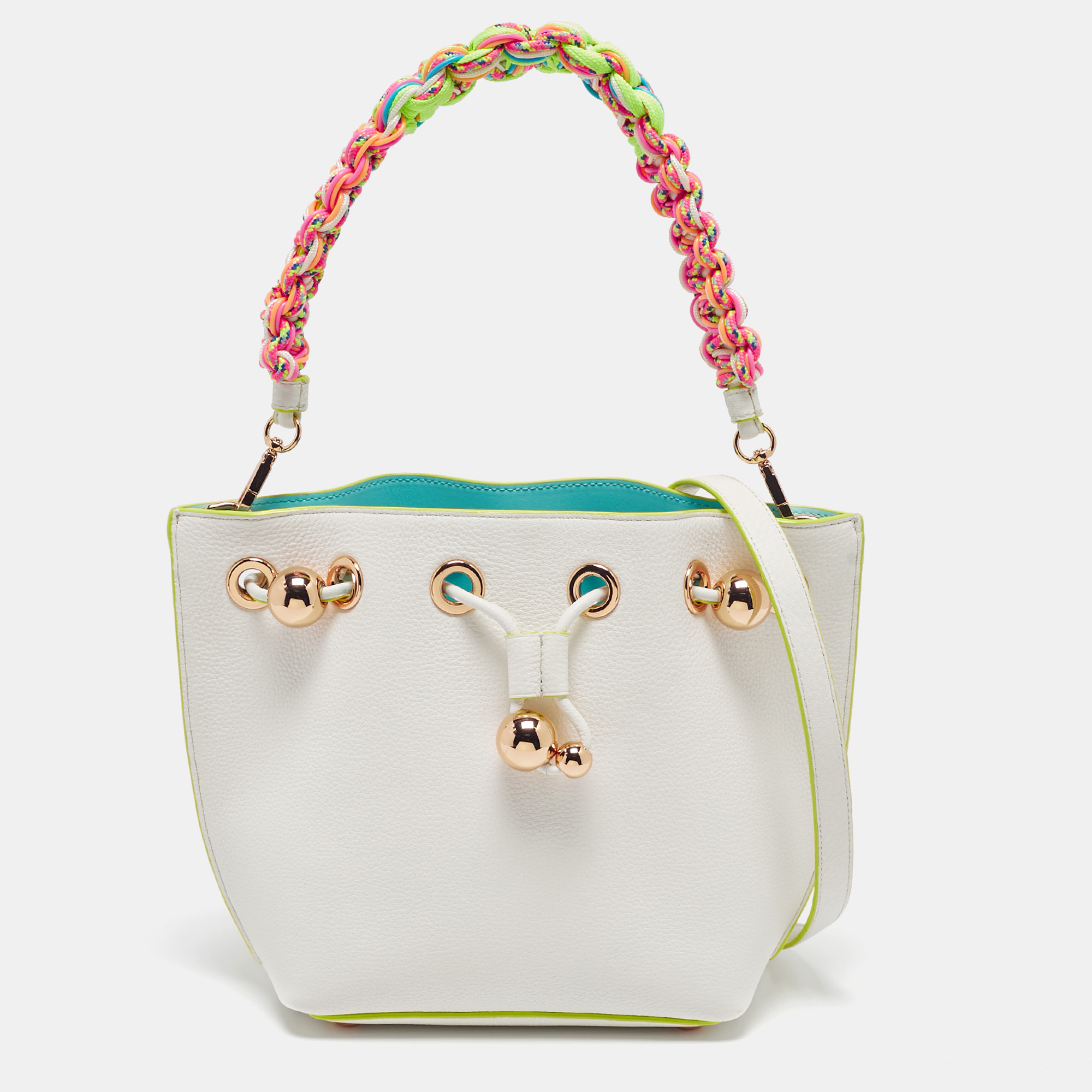 

Sophia Webster White Leather Romy Drawstring Bucket Bag