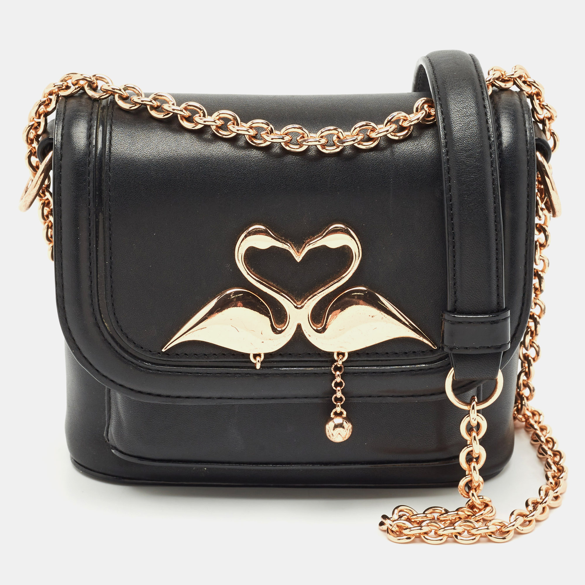 

Sophia Webster Black Leather Flamingo Shoulder Bag