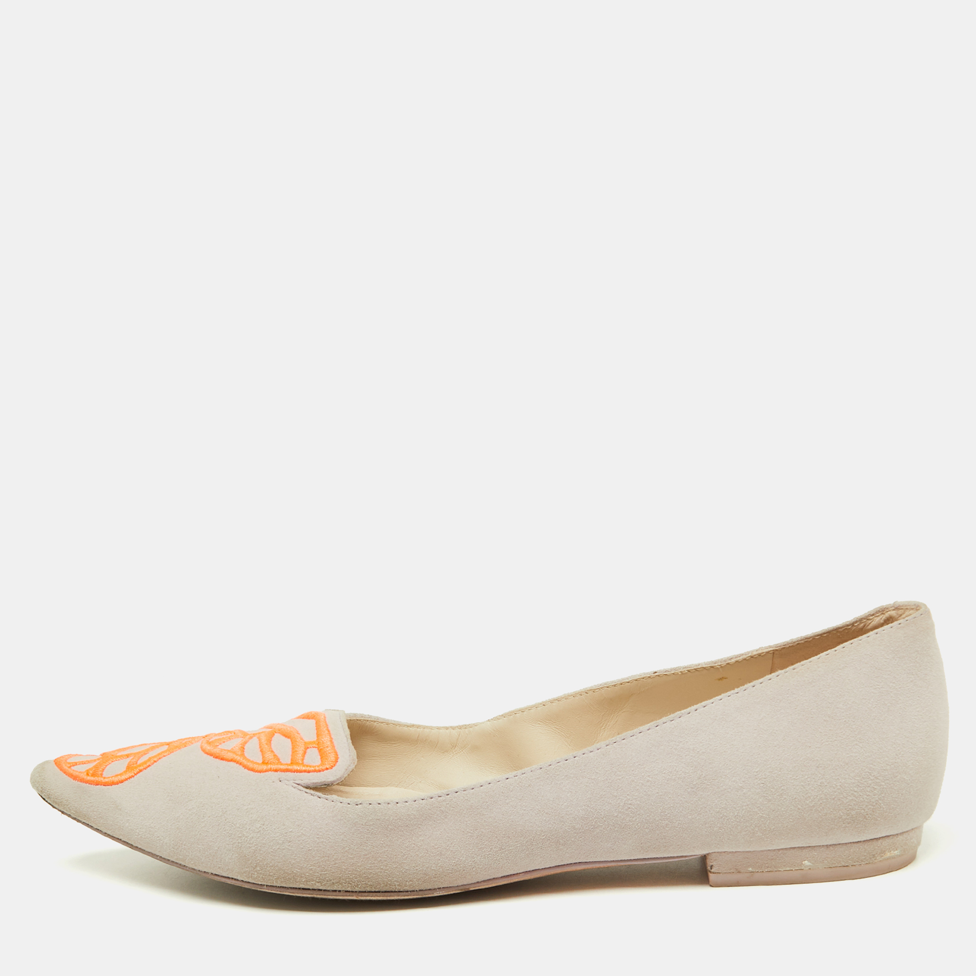 

Sophia Webster Pink/Orange Suede Bibi Butterfly Pointed Toe Ballet Flats Size