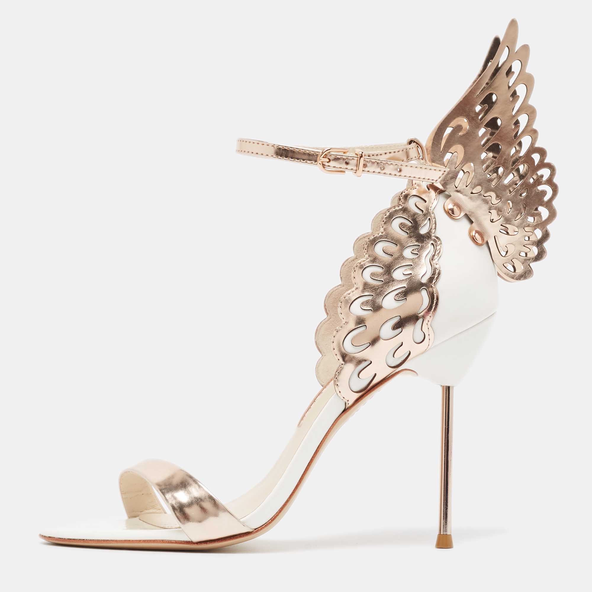 

Sophia Webster White Leather Evangeline Ankle Wrap Sandals Size