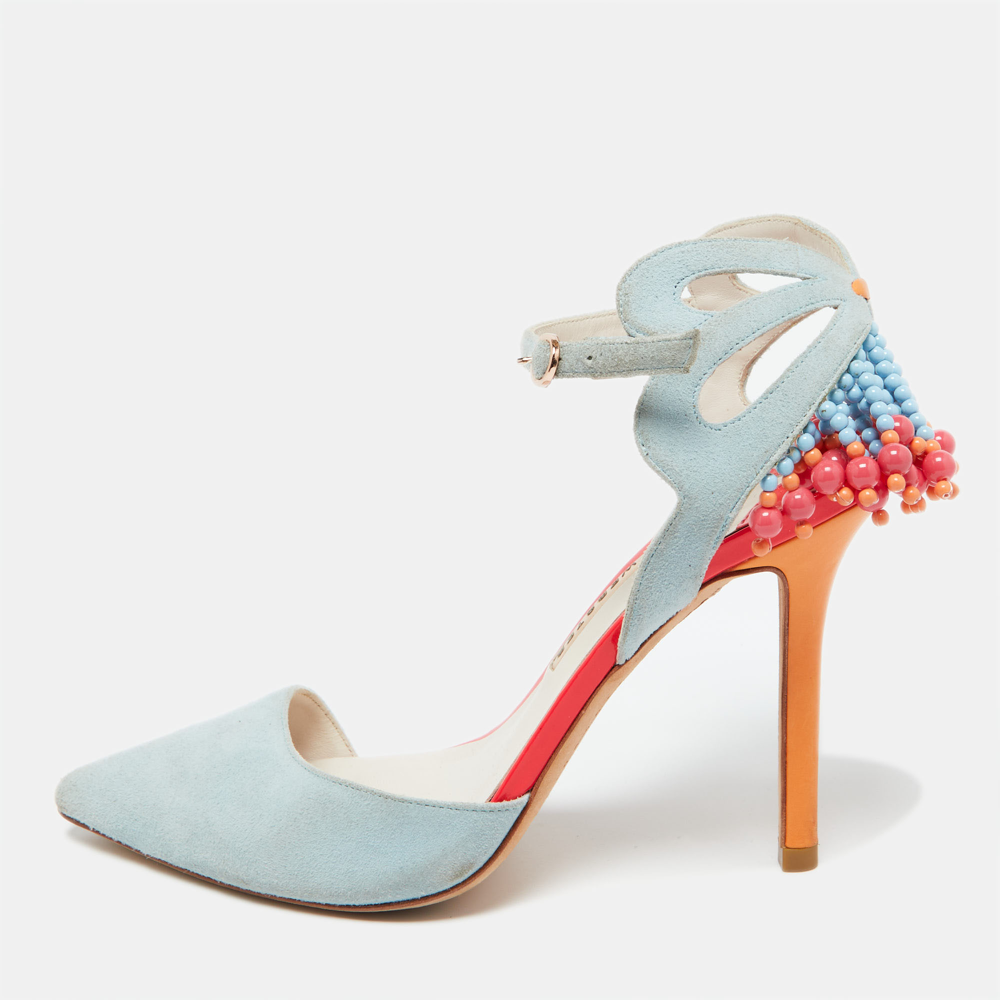 

Sophia Webster Light Blue Suede and Leather Chiara Butterfly Ankle Strap Pumps Size