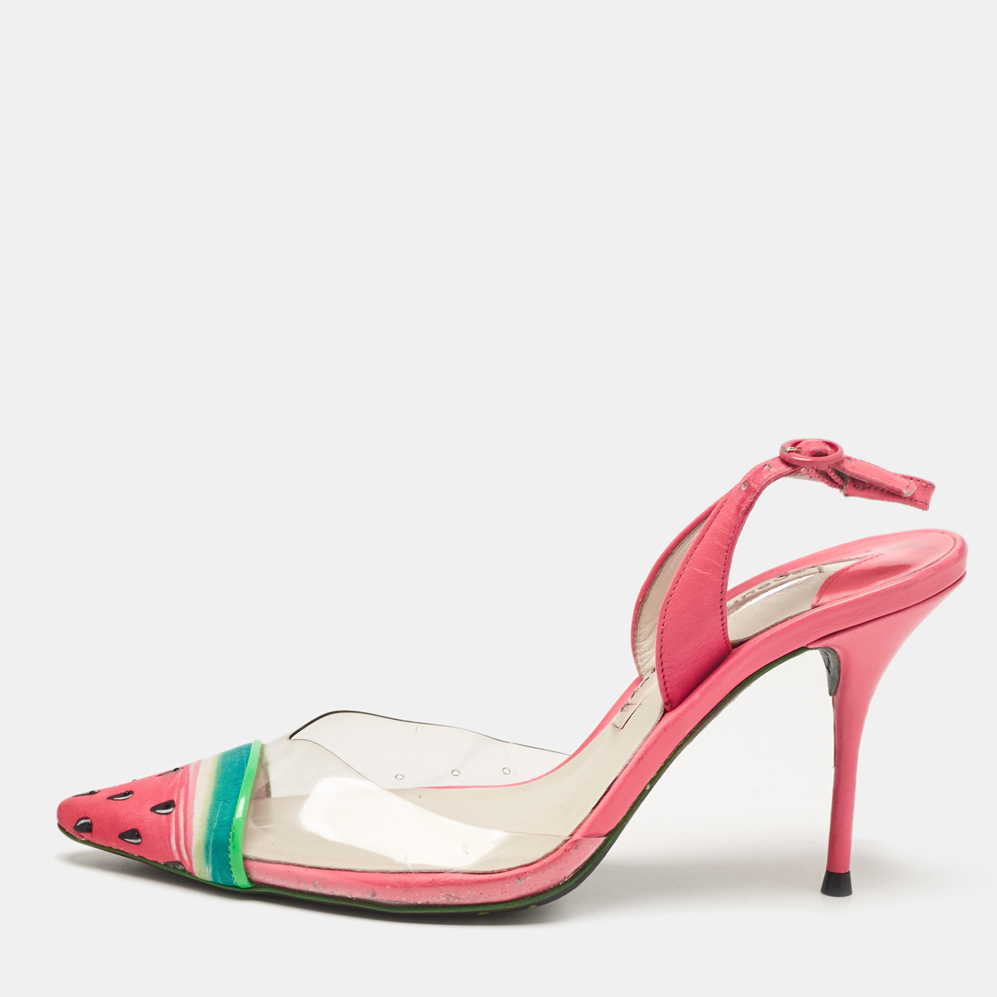 

Sophia Webster Pink Leather and PVC Slingback Pumps Size