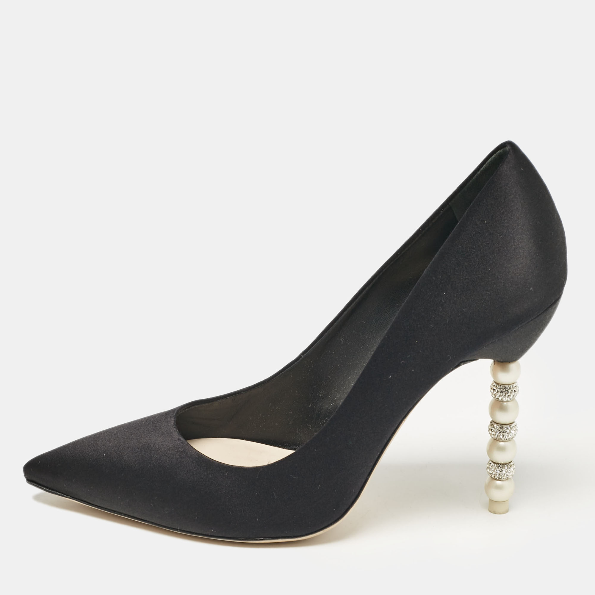 

Sophia Webster Black Satin Coco Crystal Pumps Size