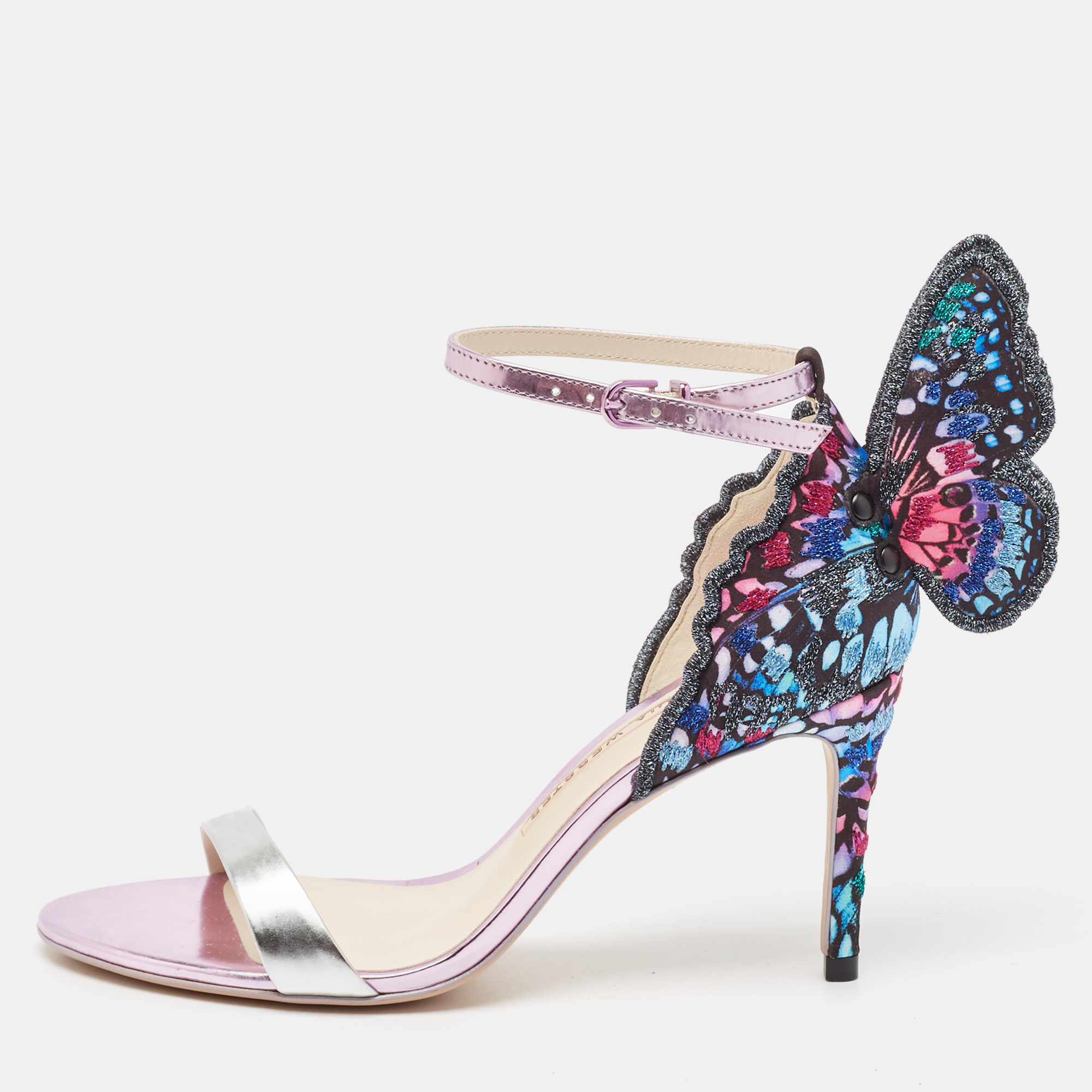 

Sophia Webster Multicolor Embroidered Fabric and Leather Chiara Butterfly Sandals Size, Purple