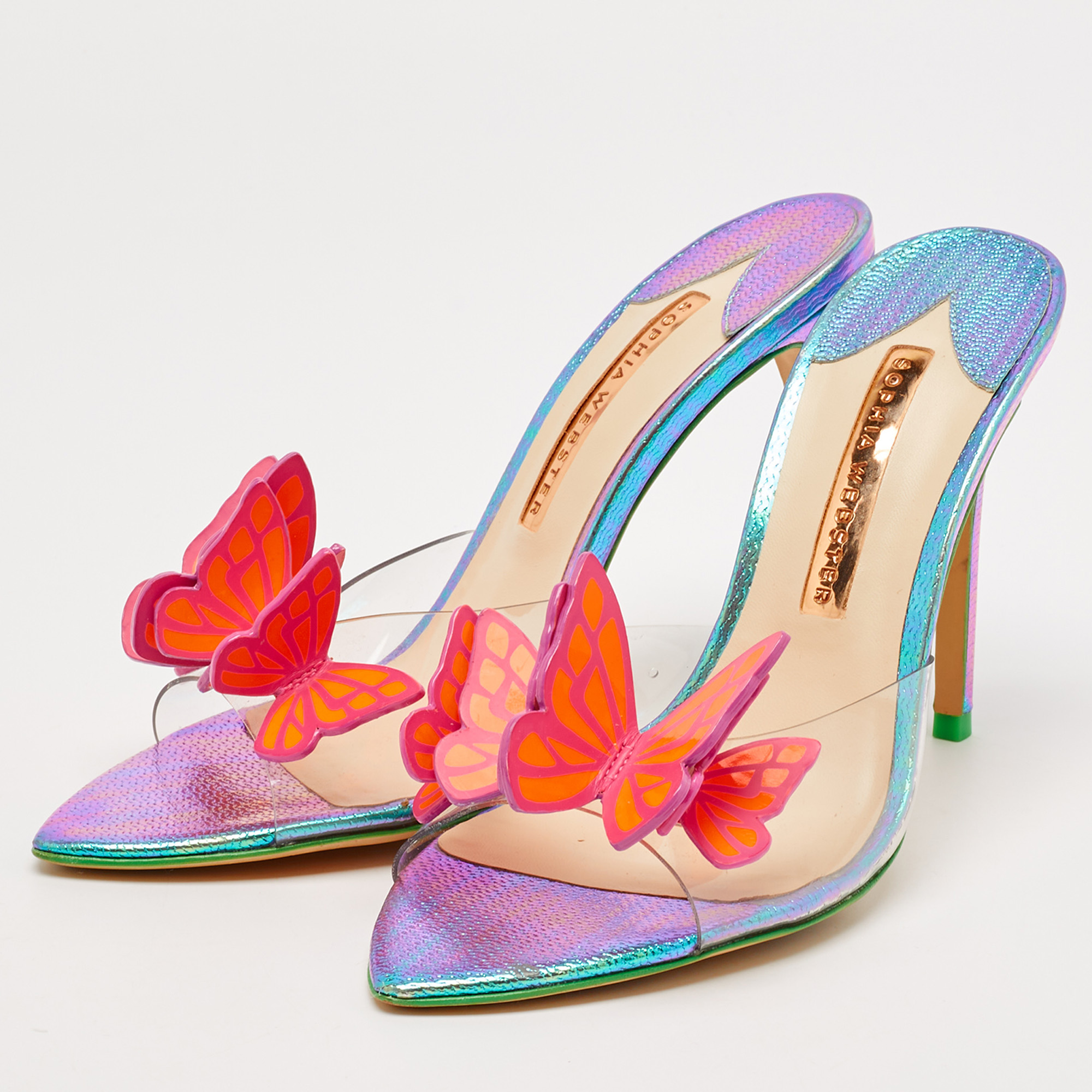 Sophia Webster Multicolor PVC and Leather Vanessa Slide Sandals Size 38 