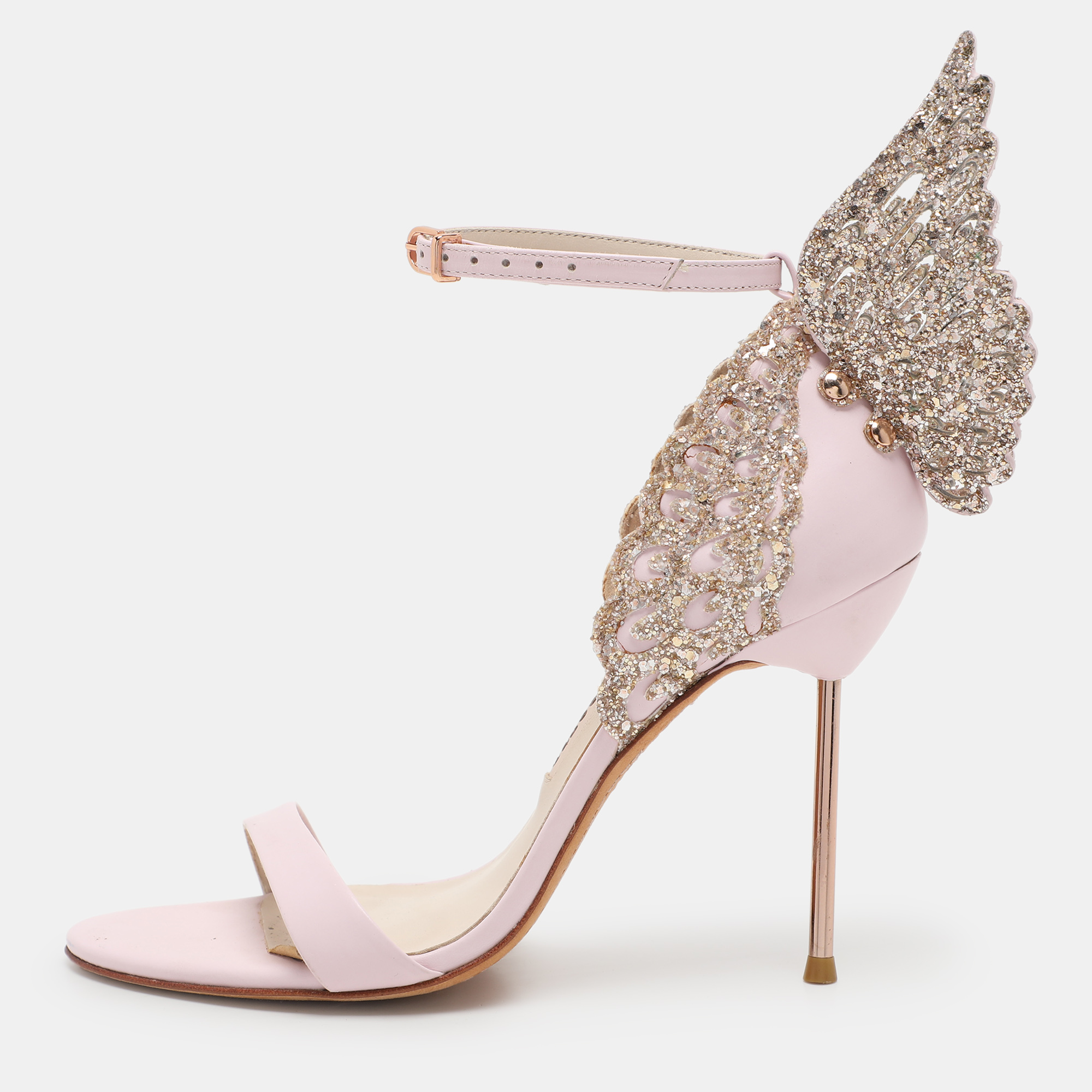 

Sophia Webster Pink Glitter and Leather Chiara Butterfly Ankle Strap Sandals Size 38