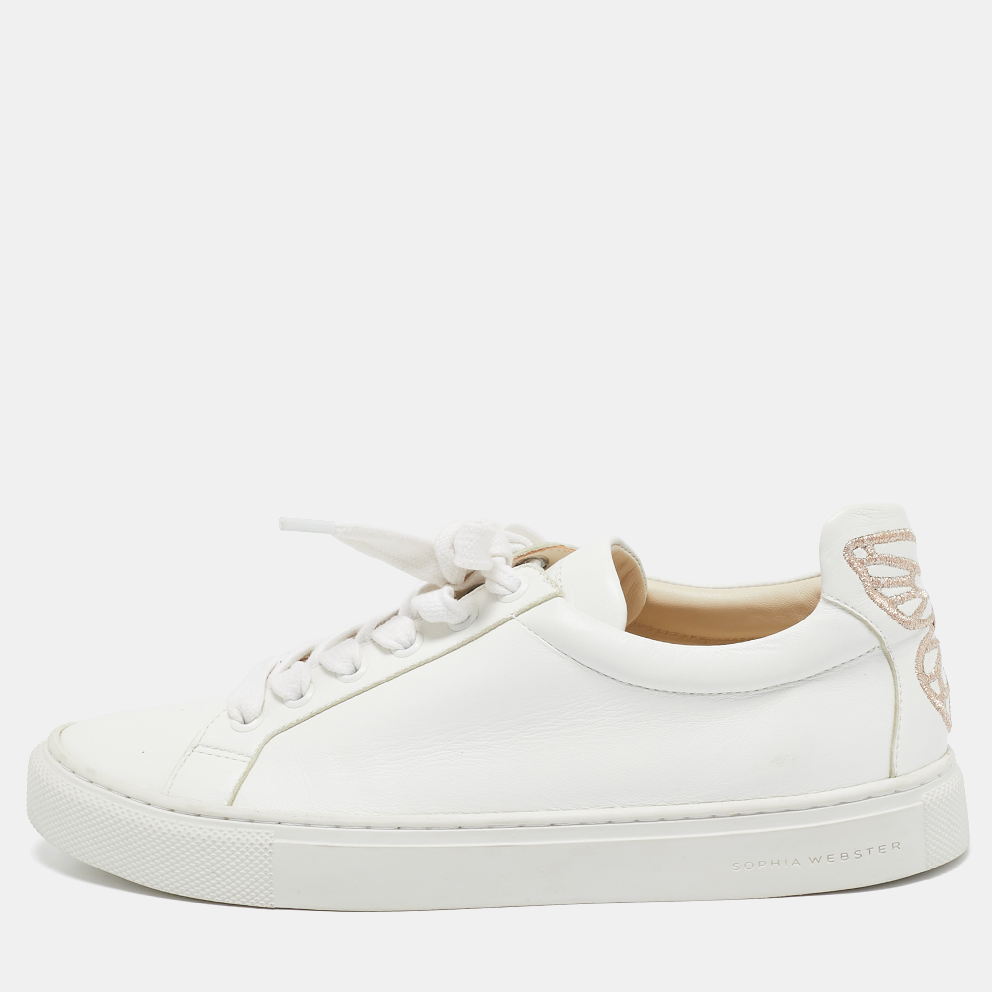 

Sophia Webster White Leather Butterfly Low Top Sneakers Size