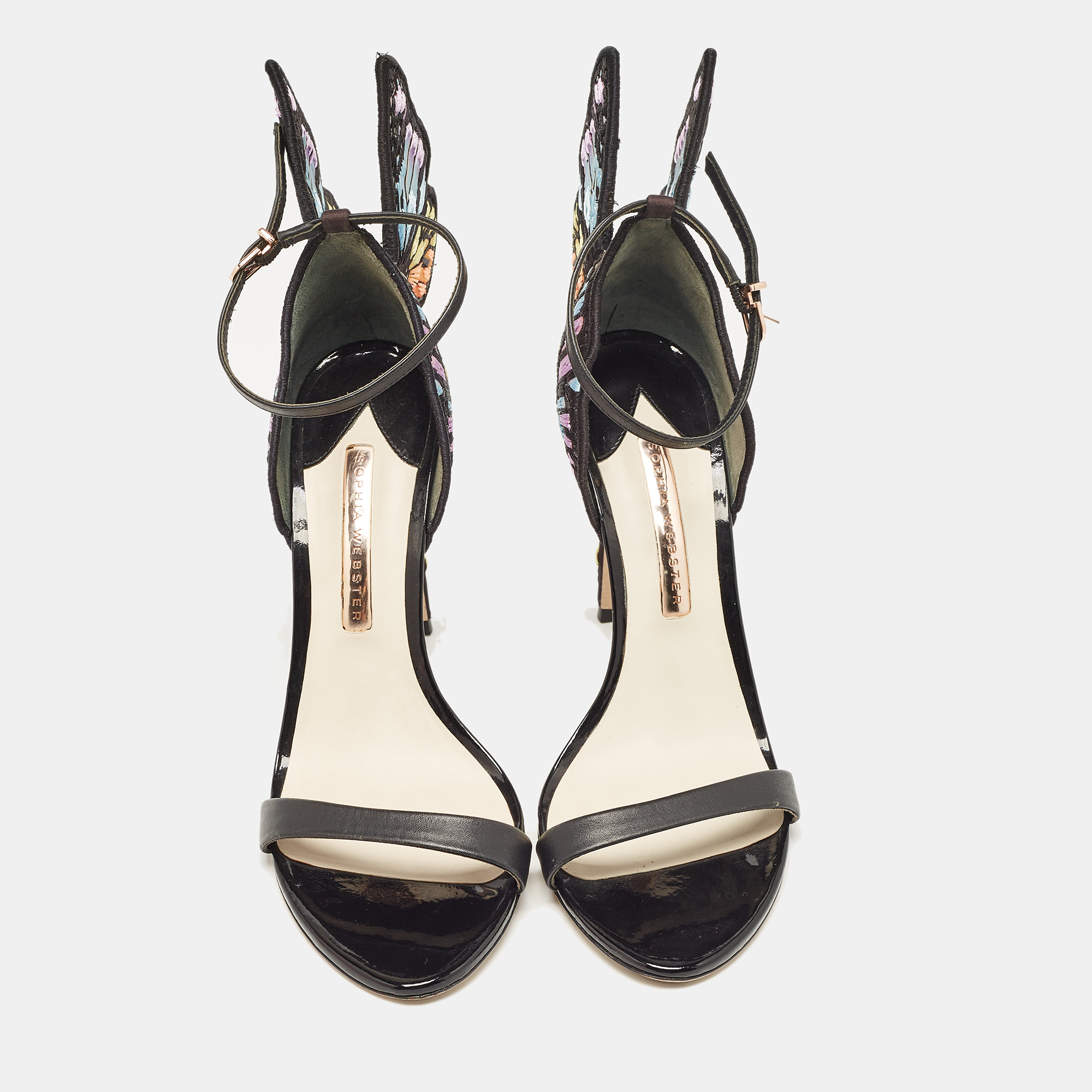 Sophia Webster Multicolor Embroidered Leather Chiara Ankle Strap Sandals Size 40 
