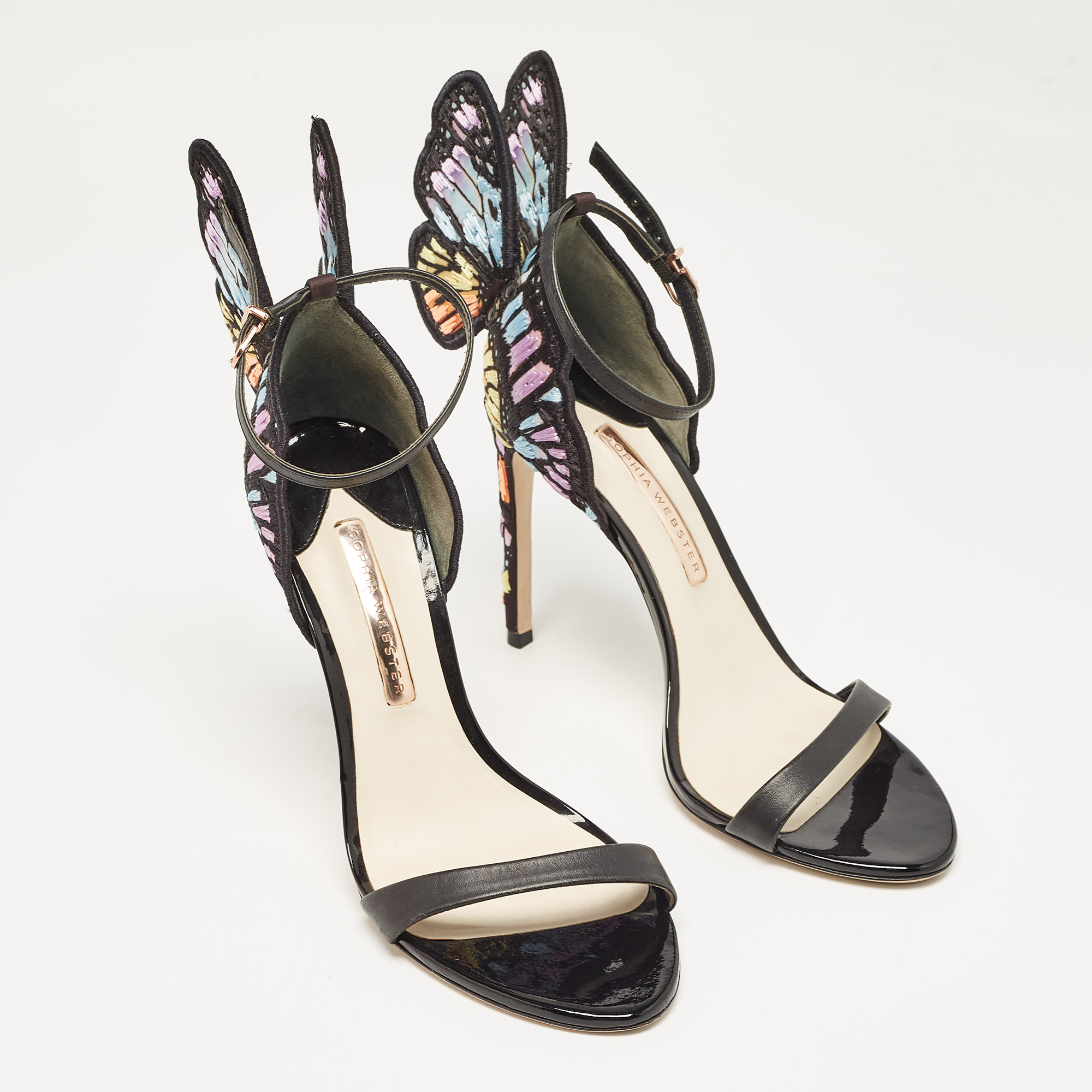 Sophia Webster Multicolor Embroidered Leather Chiara Ankle Strap Sandals Size 40 