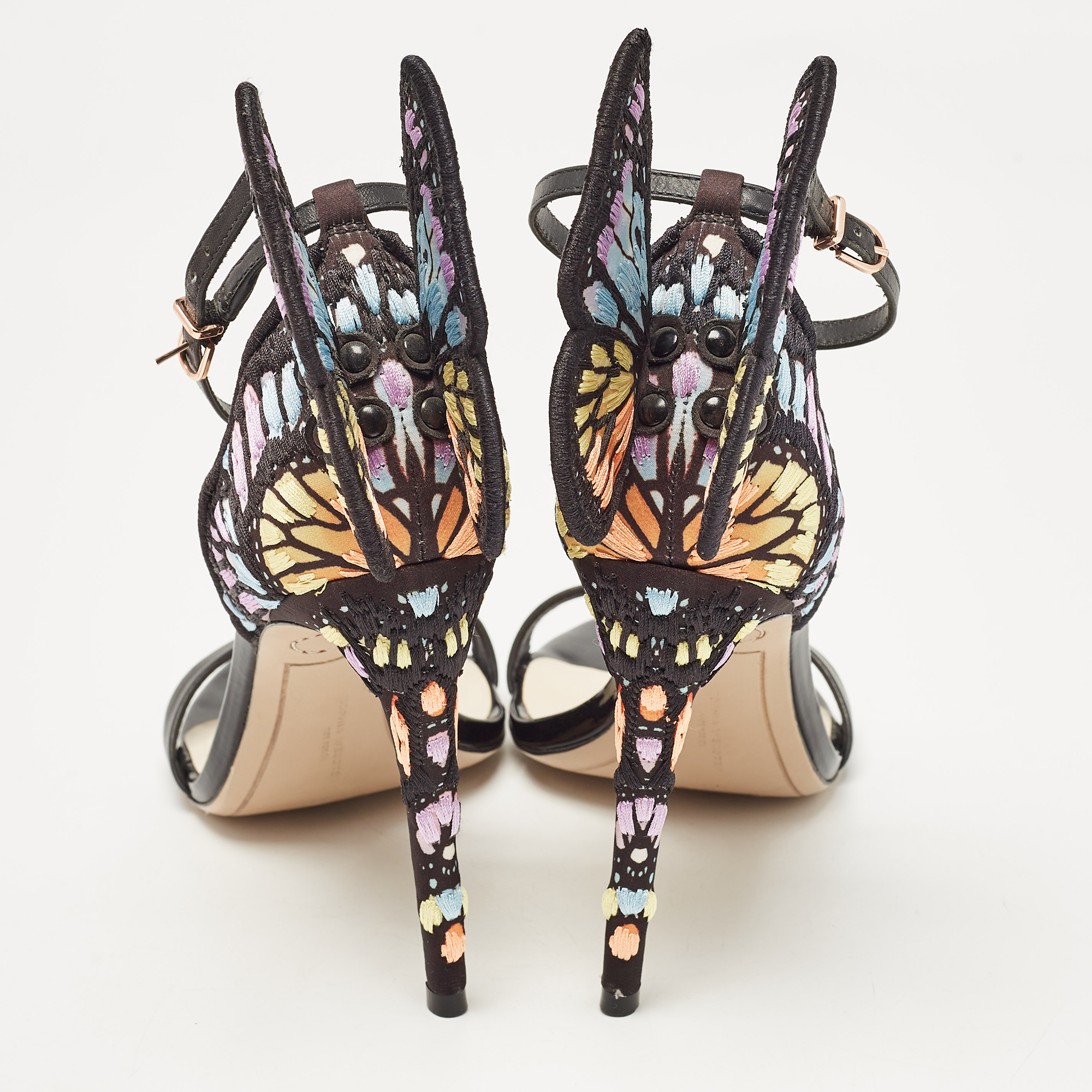 Sophia Webster Multicolor Embroidered Leather Chiara Ankle Strap Sandals Size 40 