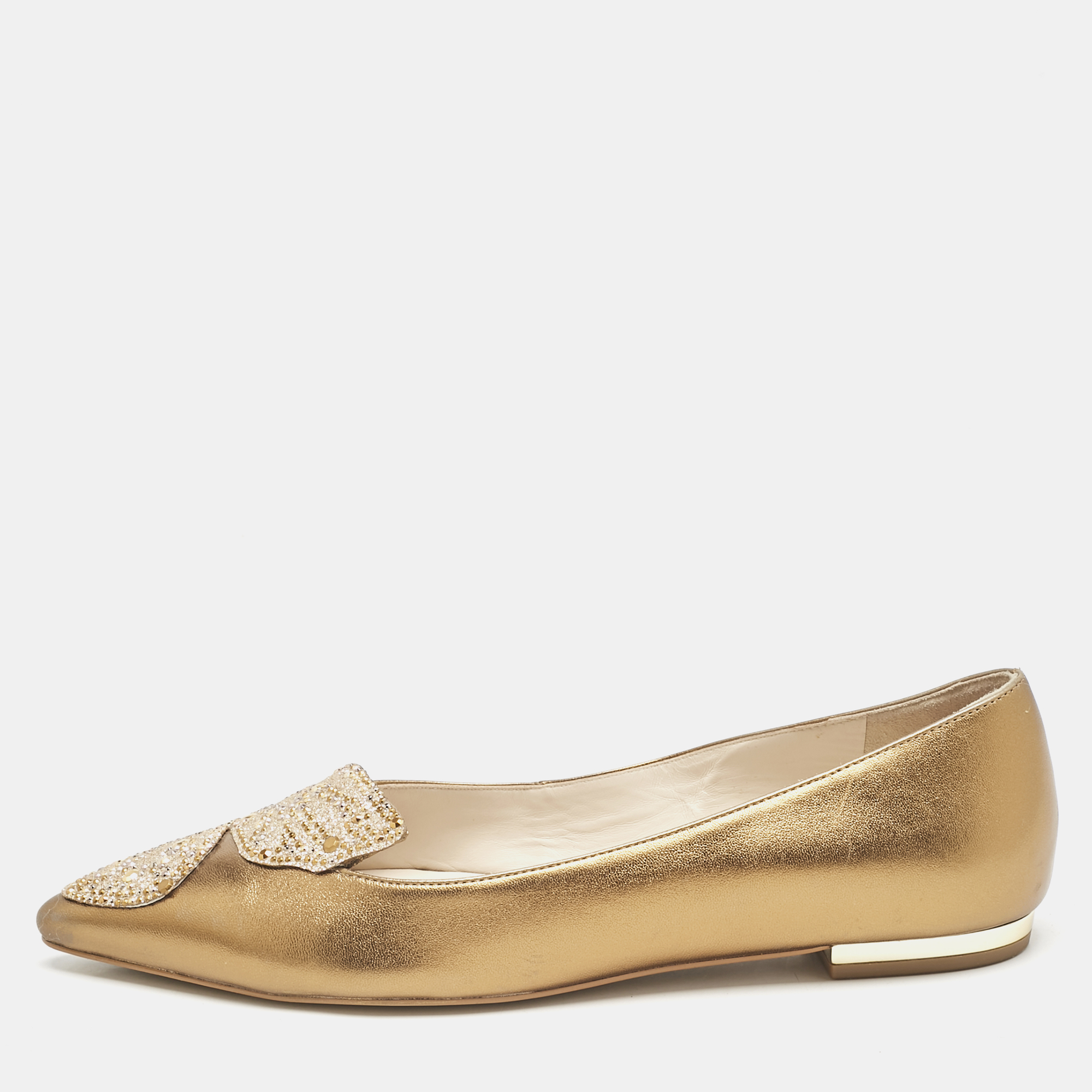 

Sophia Webster Gold Leather Bibi Butterfly Ballet Flats Size, Metallic