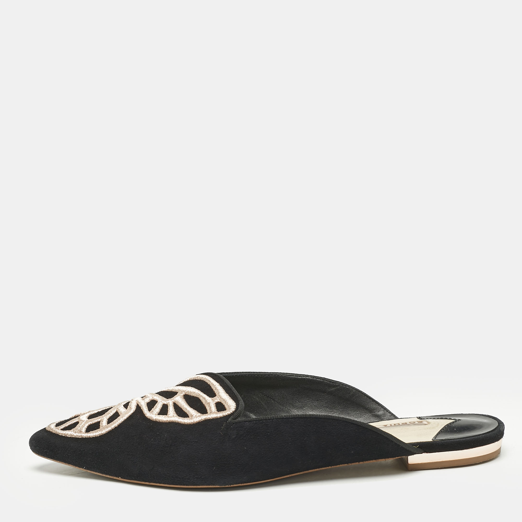 

Sophia Webster Black Suede Bibi Butterfly Flat Mules Size