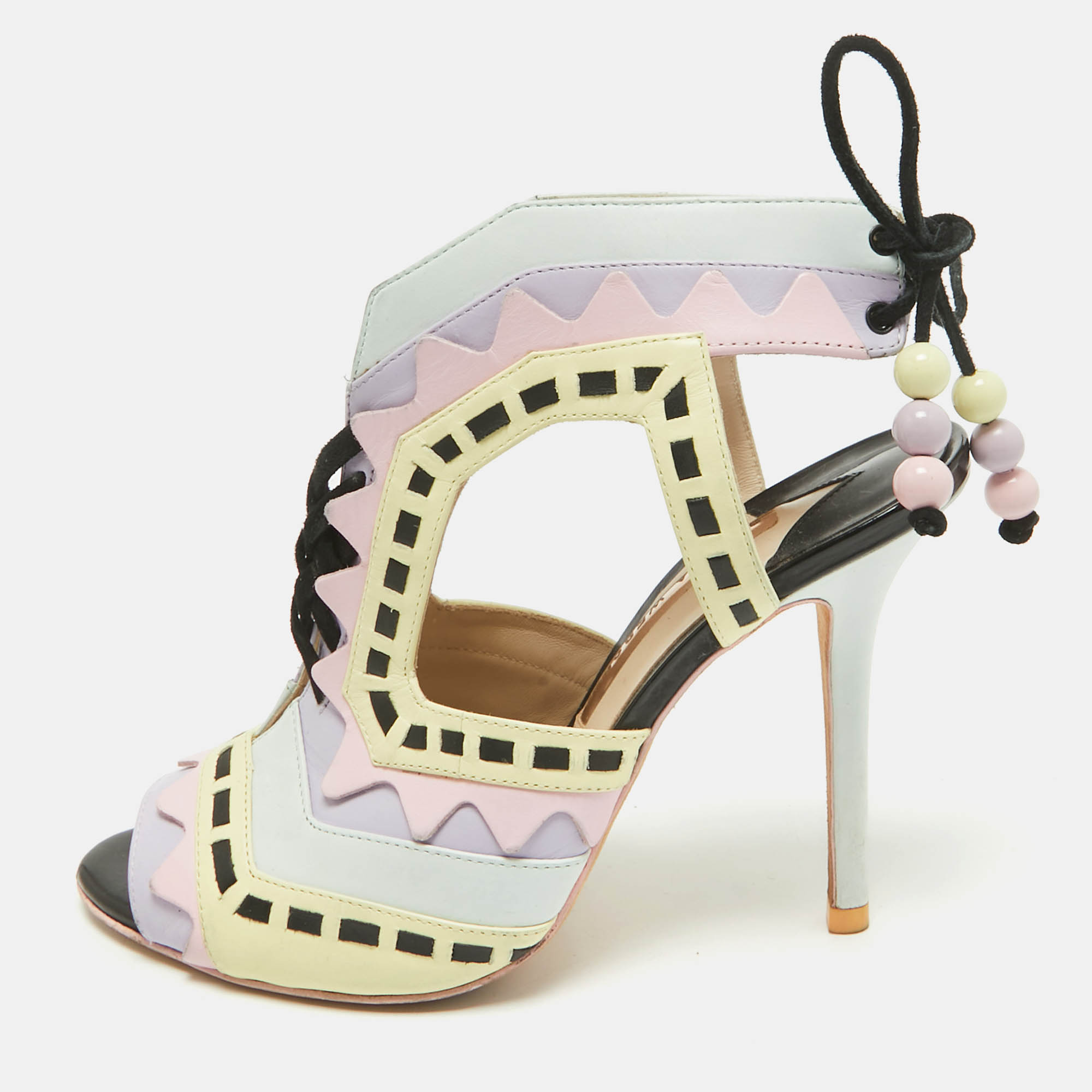 

Sophia Webster Multicolor Leather Riko Cut Out Sandals Size
